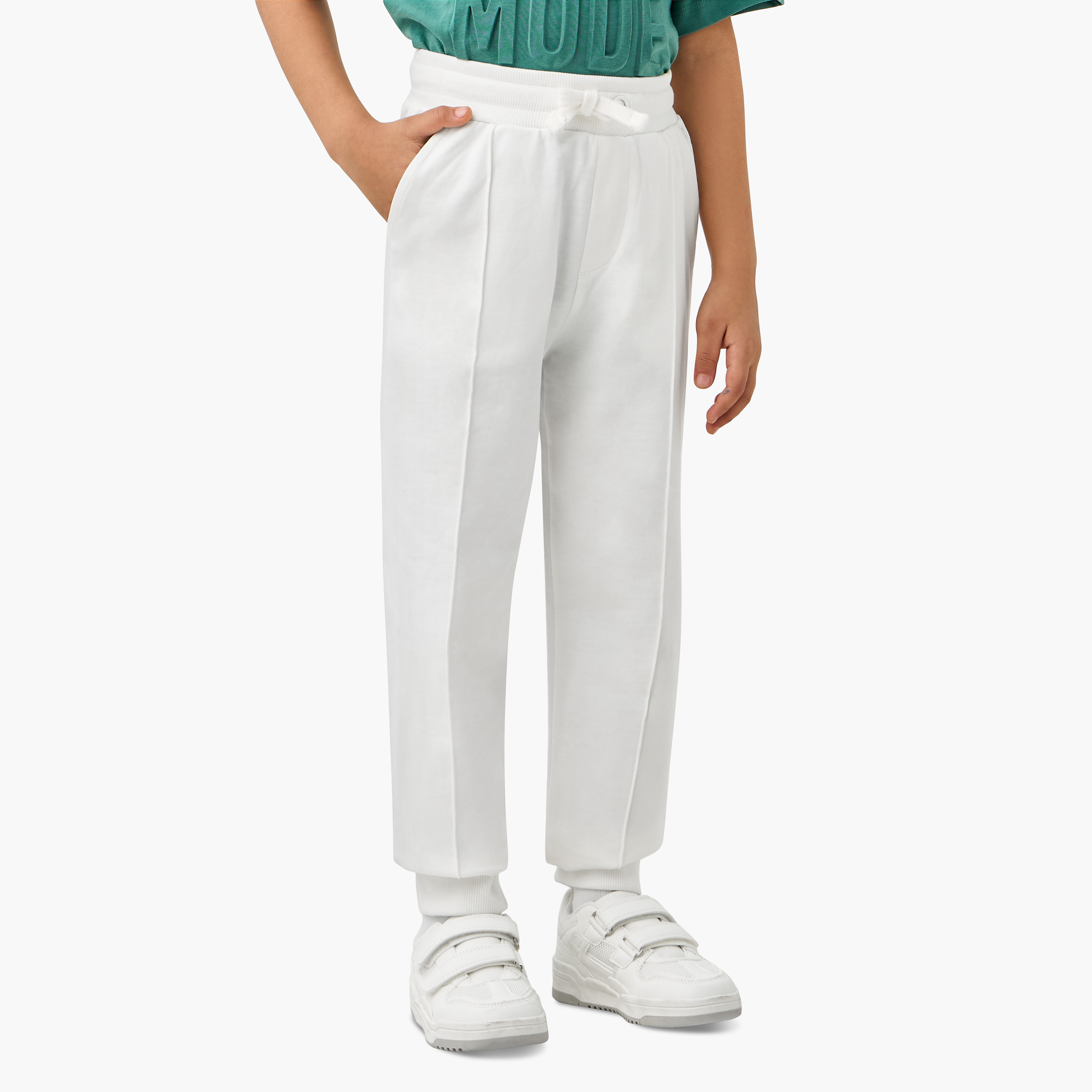Juniors Panelled Joggers with Drawstring Closure-boys-clothing-bottoms-joggersandtrackpants-image-1