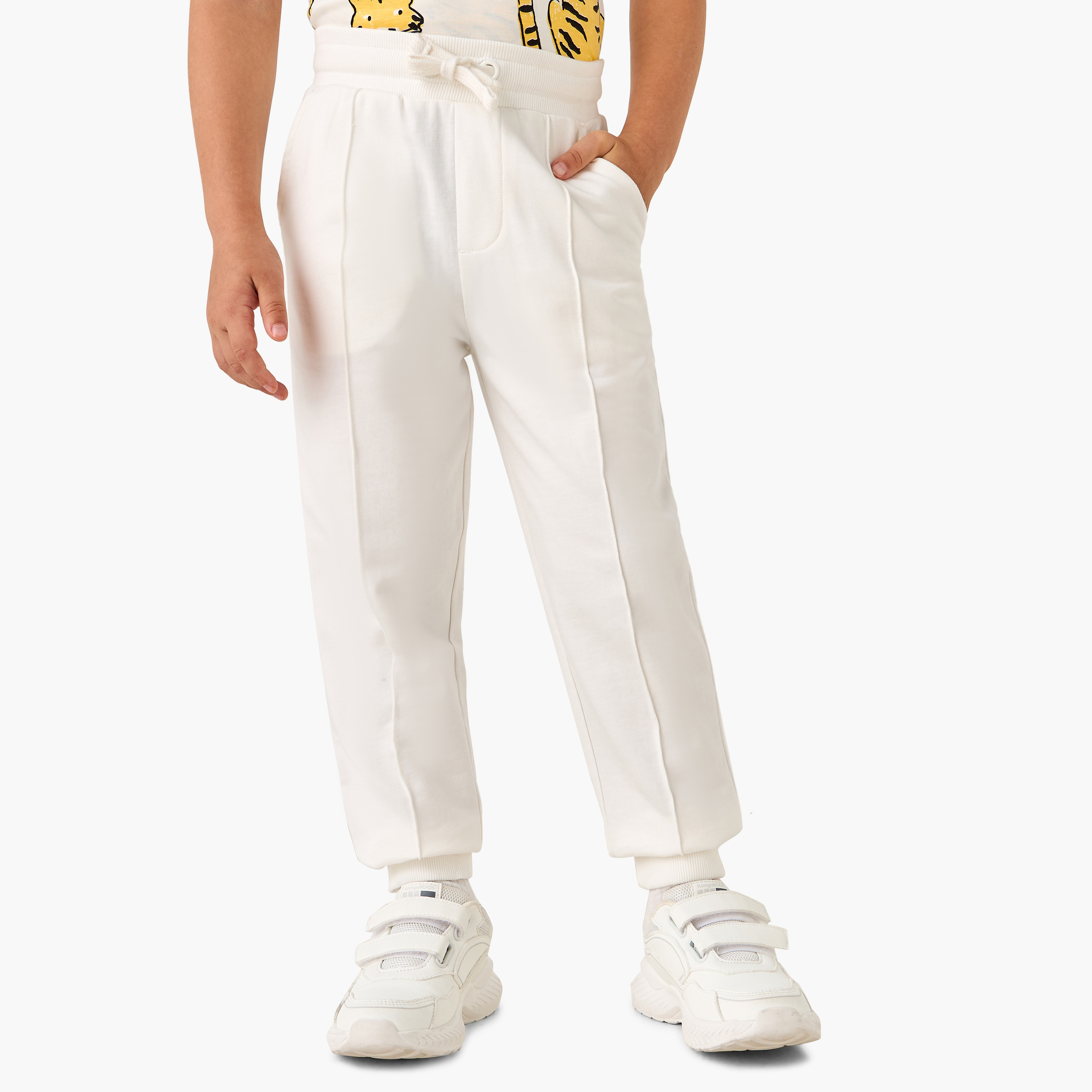 Juniors Panelled Joggers with Drawstring Closure-boys-clothing-bottoms-joggersandtrackpants-image-1