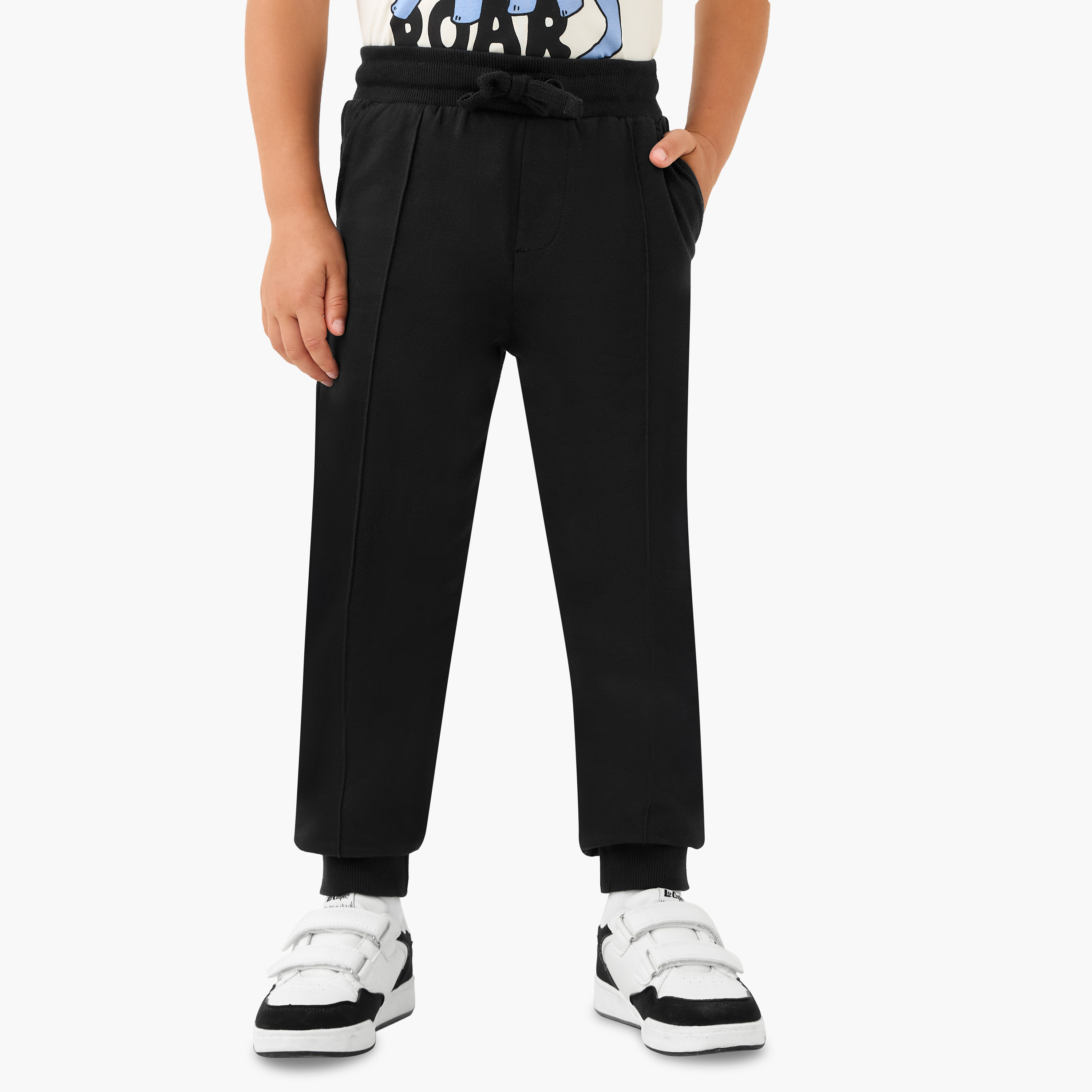 Juniors Panelled Joggers with Drawstring Closure-boys-clothing-bottoms-joggersandtrackpants-image-1