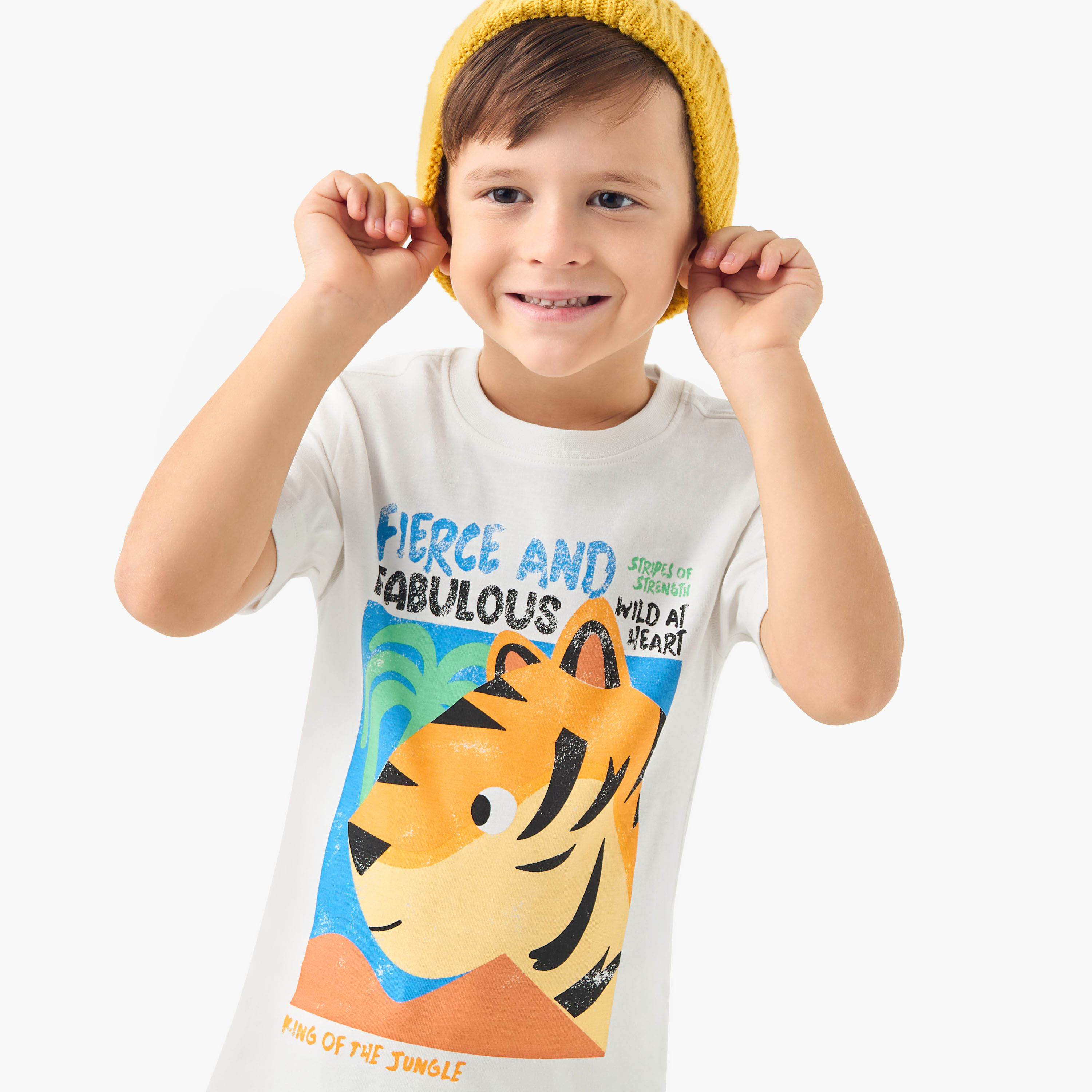 طقم شورت وتيشيرت بياقة ضيقة وطبعات قطعتين من جونيورز-boys-clothing-setsandcoords-image-4
