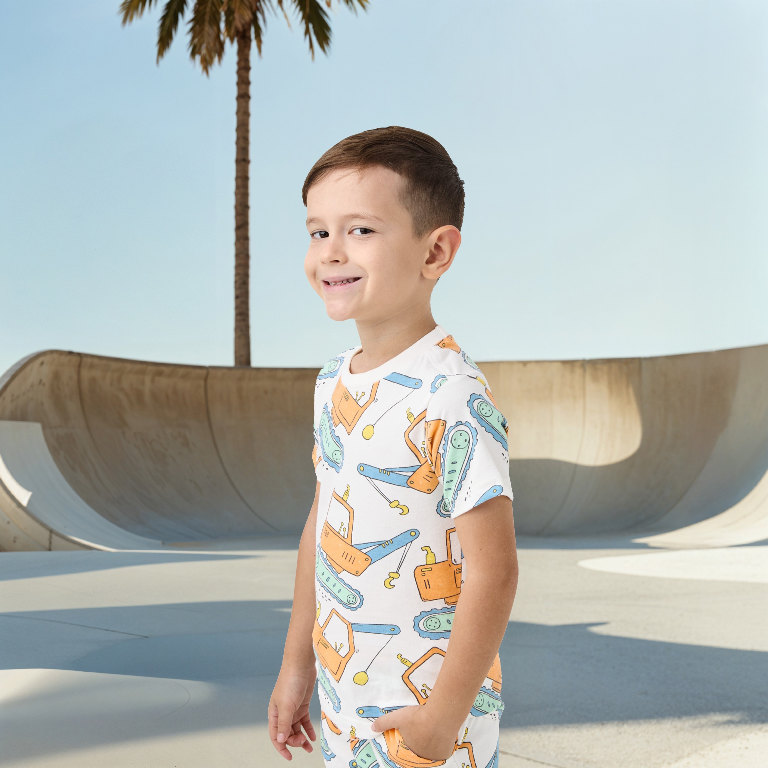 Juniors Printed Short Sleeves T-shirt and Shorts Set-boys-clothing-setsandcoords-image-2