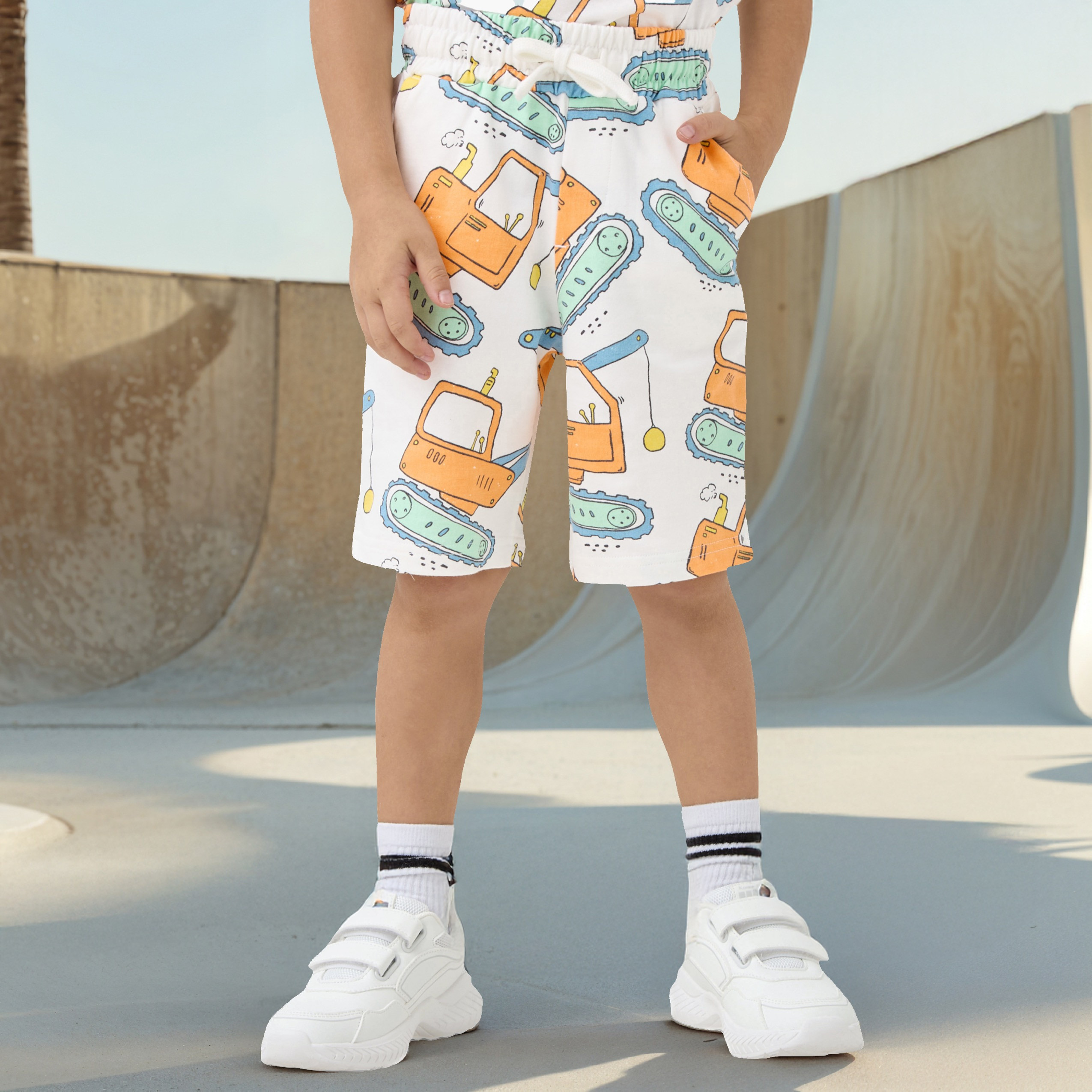 Juniors Printed Short Sleeves T-shirt and Shorts Set-boys-clothing-setsandcoords-image-3