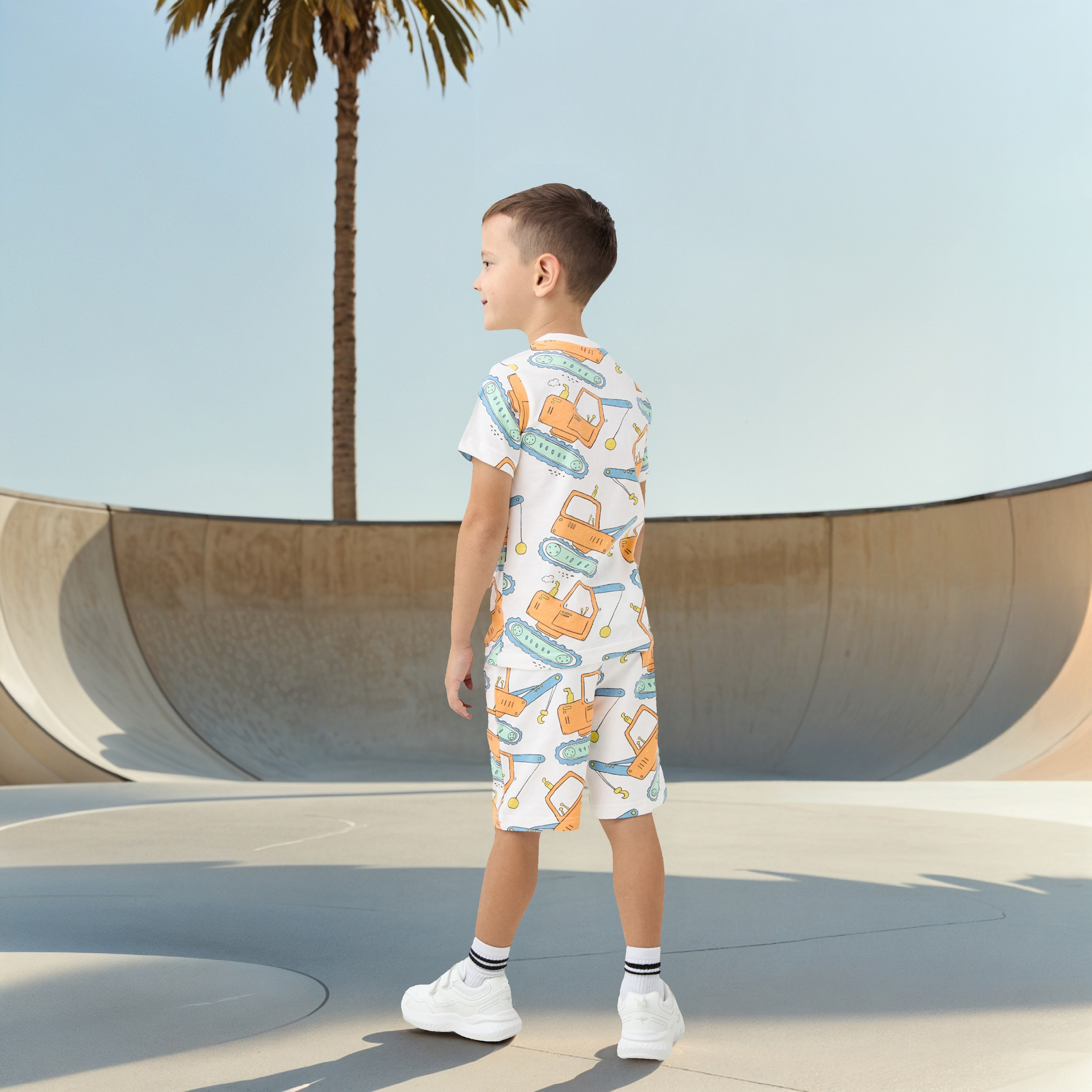 Juniors Printed Short Sleeves T-shirt and Shorts Set-boys-clothing-setsandcoords-image-4