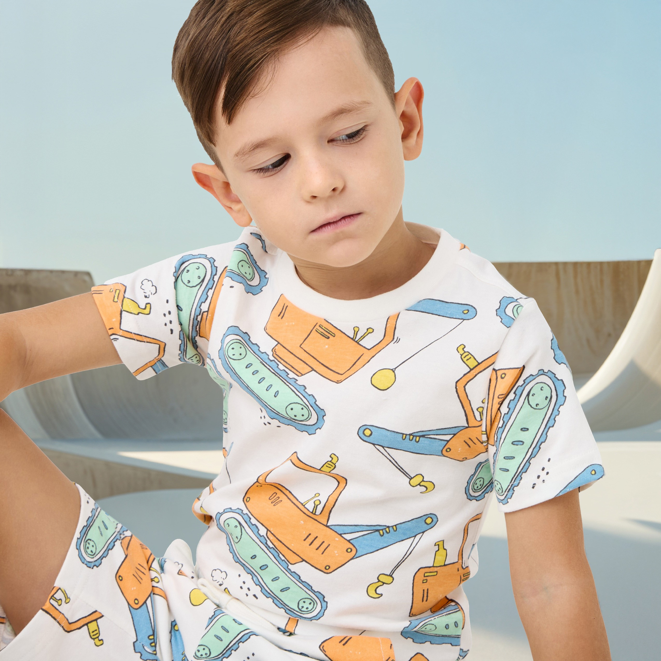 Juniors Printed Short Sleeves T-shirt and Shorts Set-boys-clothing-setsandcoords-image-5