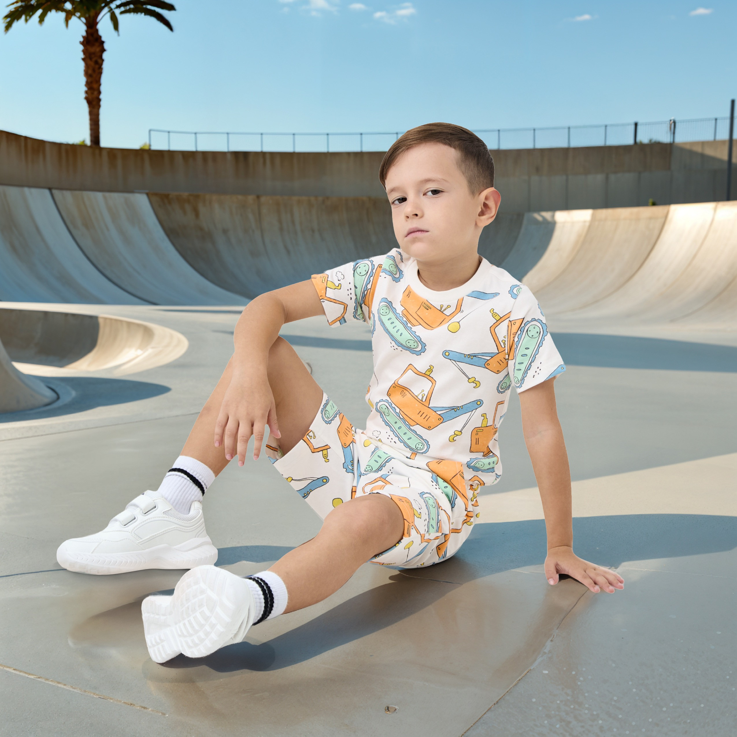 Juniors Printed Short Sleeves T-shirt and Shorts Set-boys-clothing-setsandcoords-image-6