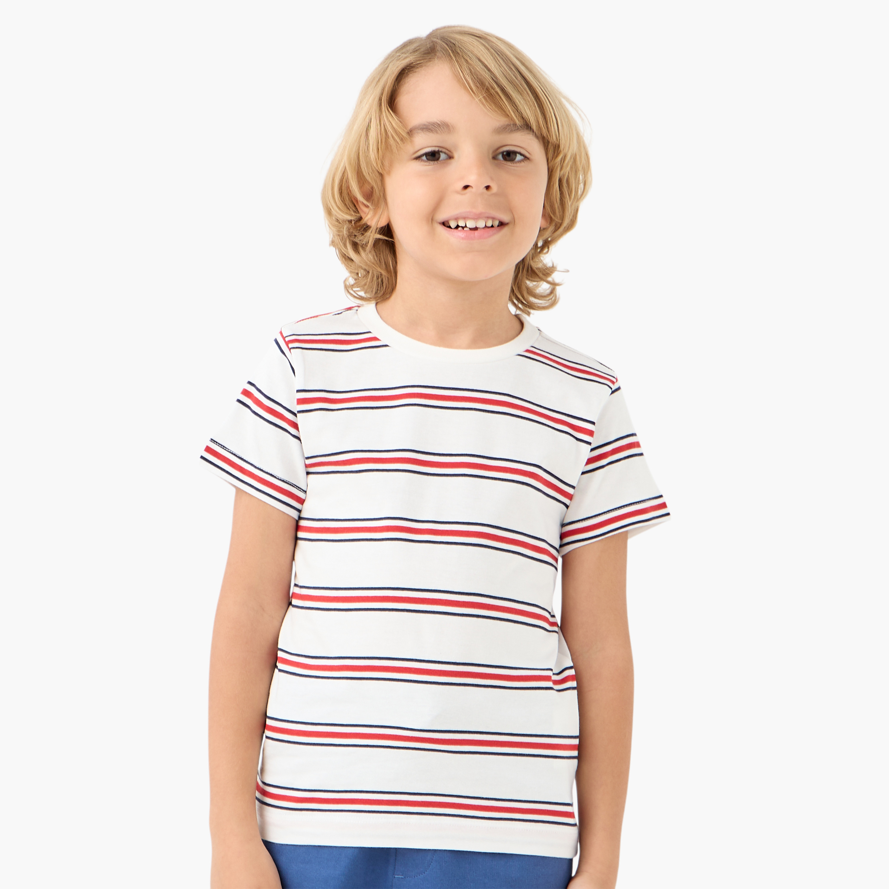 طقم تيشيرت بياقة ضيقة وشورت بطبعات 3 قطع من جونيورز-boys-clothing-setsandcoords-image-7