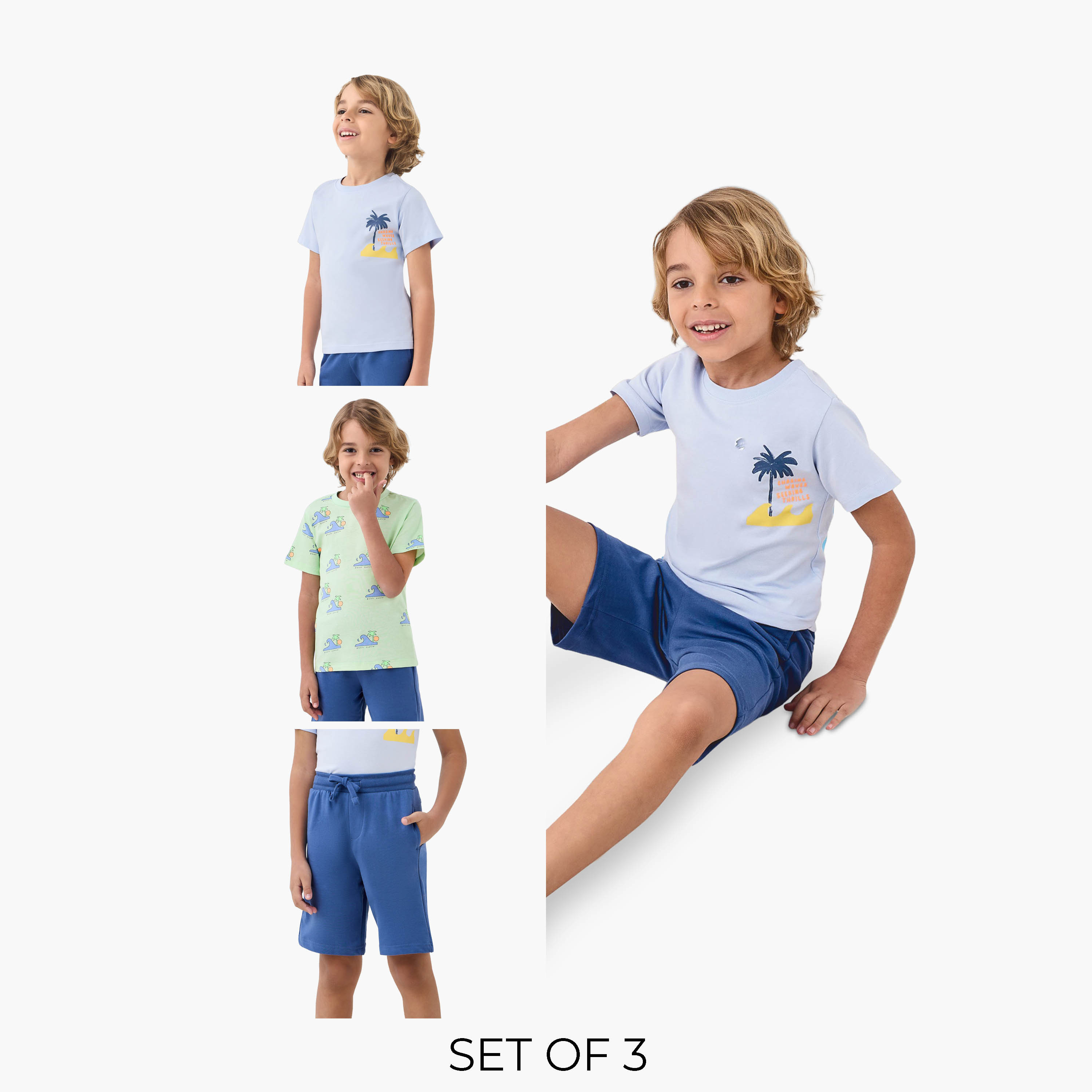 Juniors Printed 3-Piece T-shirt and Shorts Set-baby-boys-clothing-setsandcoords-image-1