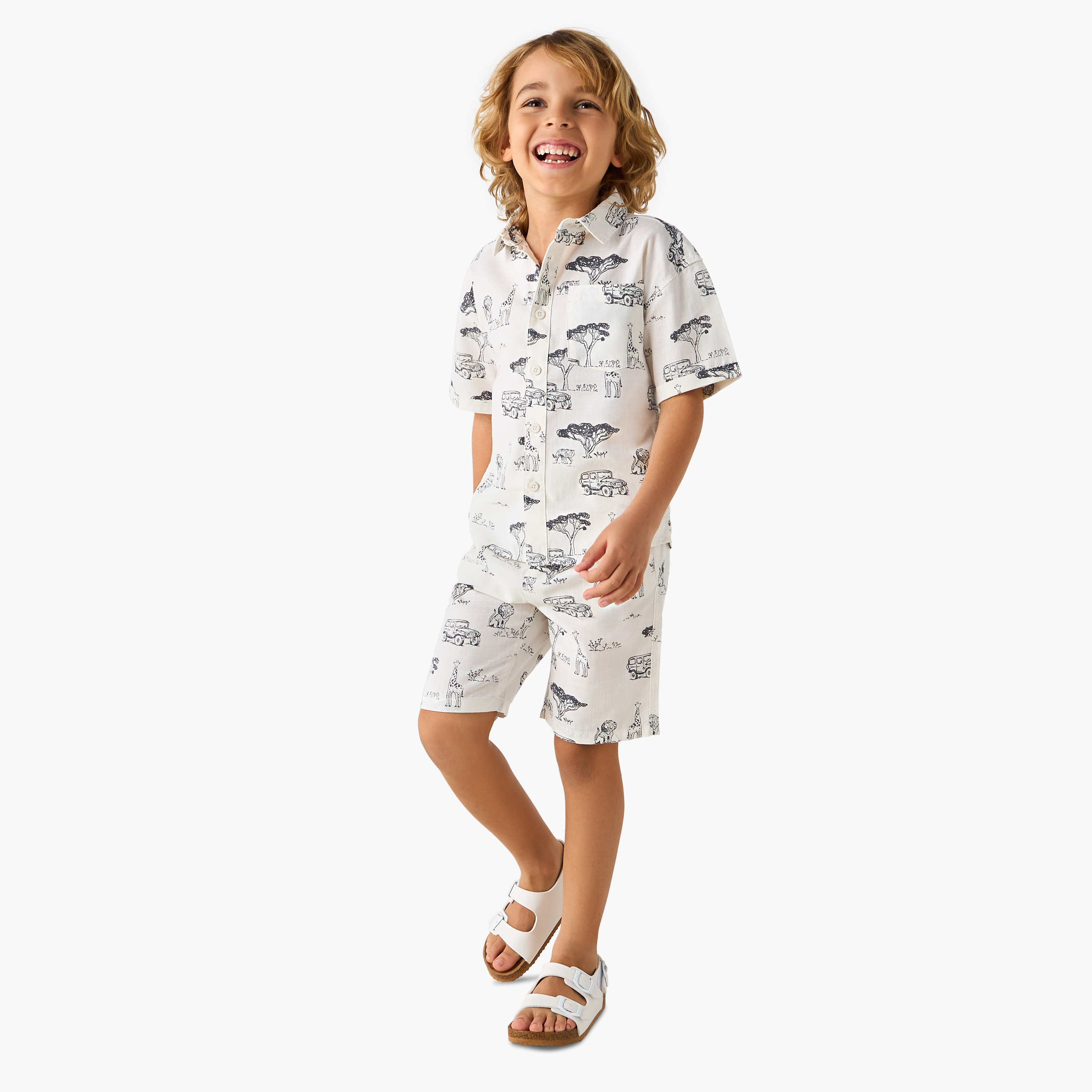 Juniors Safari Print Shirt and Shorts Set-boys-clothing-setsandcoords-image-1