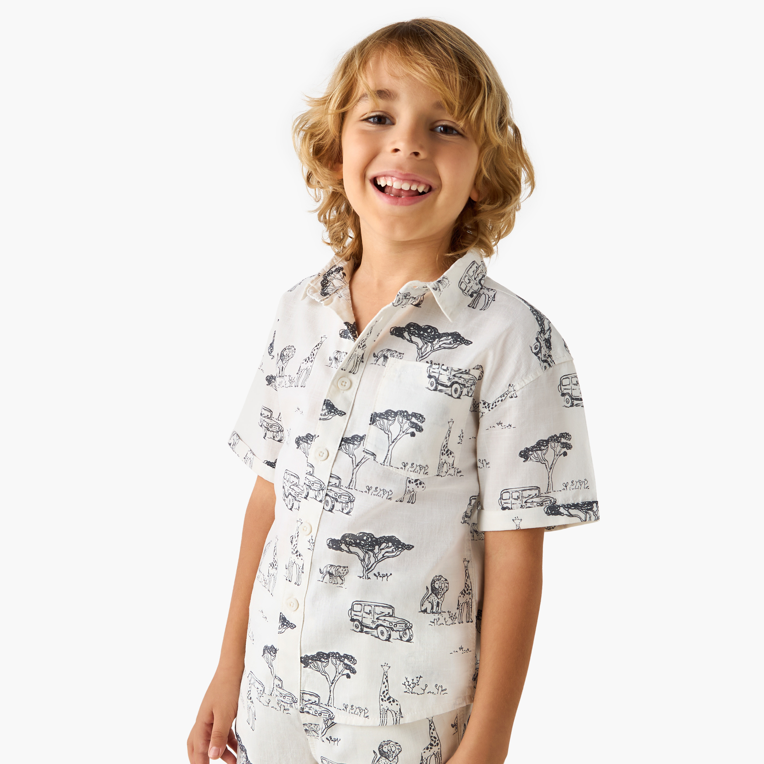 Juniors Safari Print Shirt and Shorts Set-boys-clothing-setsandcoords-image-2