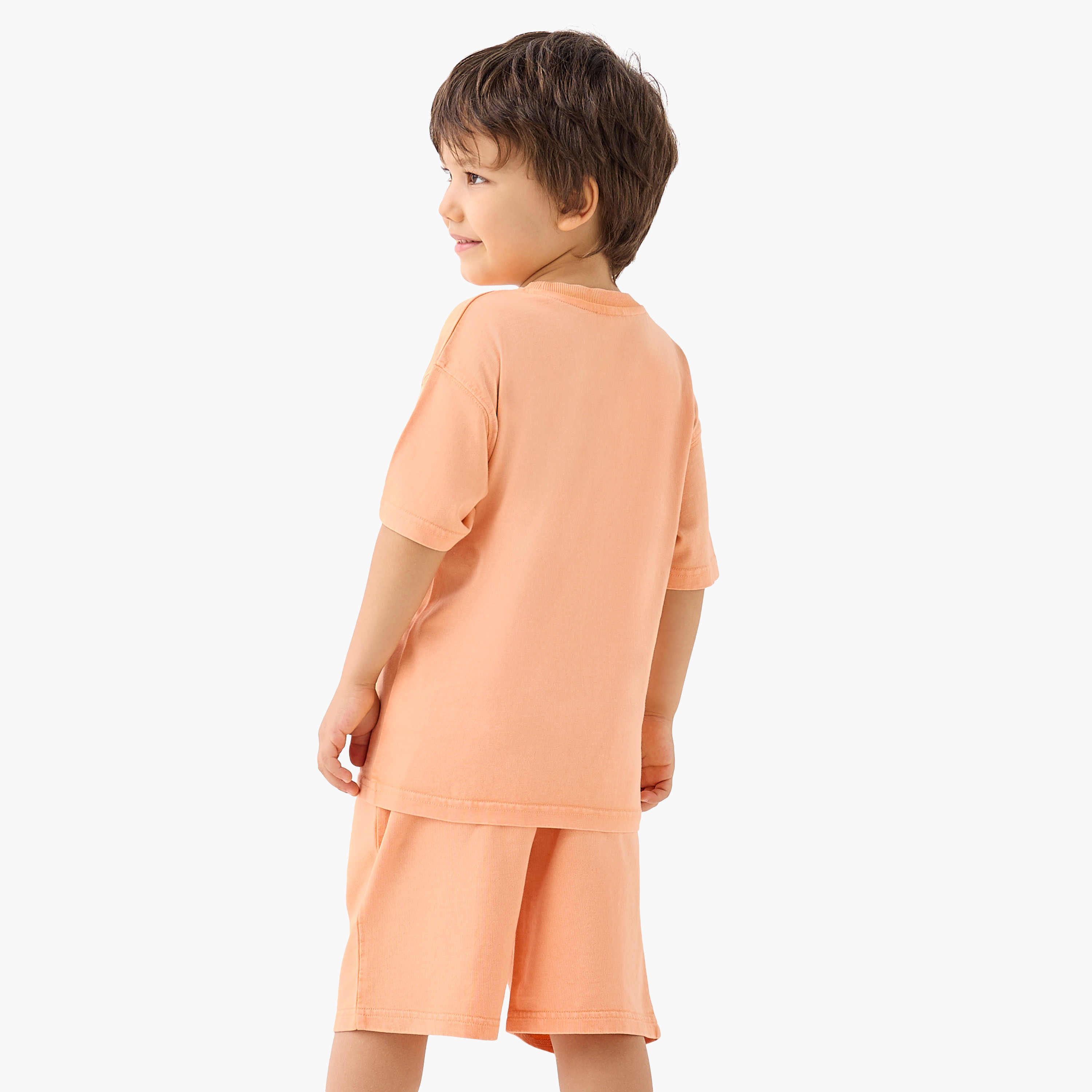 Juniors Slogan Print Crew Neck T-shirt and Shorts Set-boys-clothing-setsandcoords-image-3