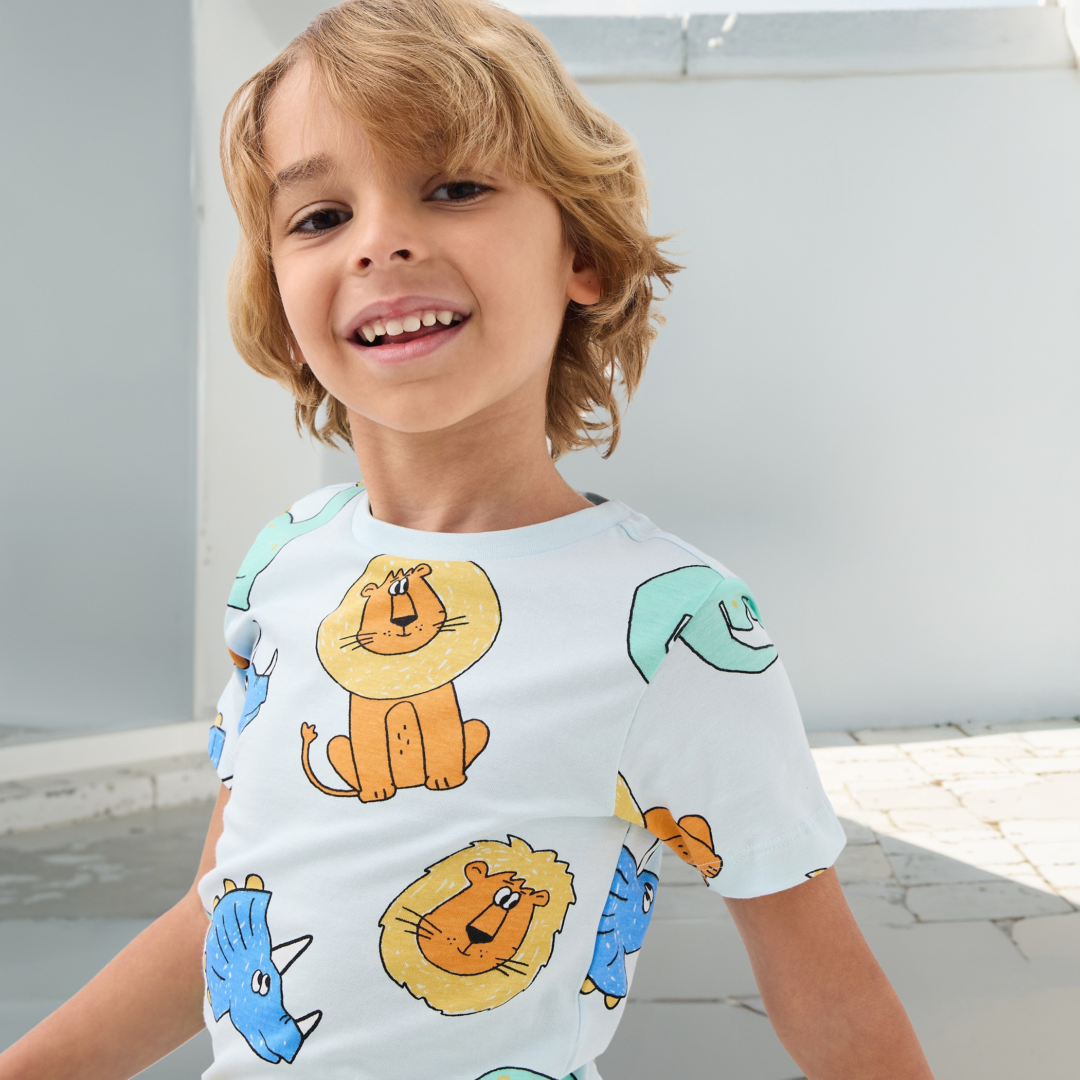 طقم شورت وتيشيرت بطبعات حيوانات 3 قطع من جونيورز-boys-clothing-setsandcoords-image-5