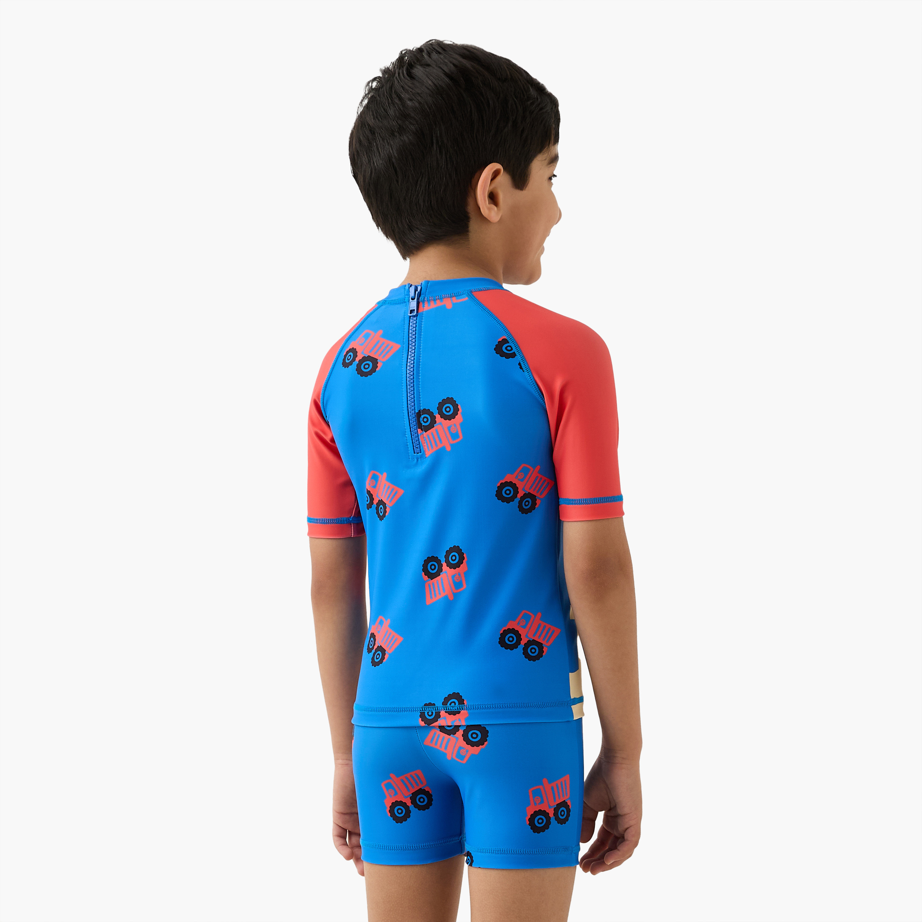 Juniors Vehicle Print Swim T-shirt and Shorts Set-boys-clothing-swimwear-image-4
