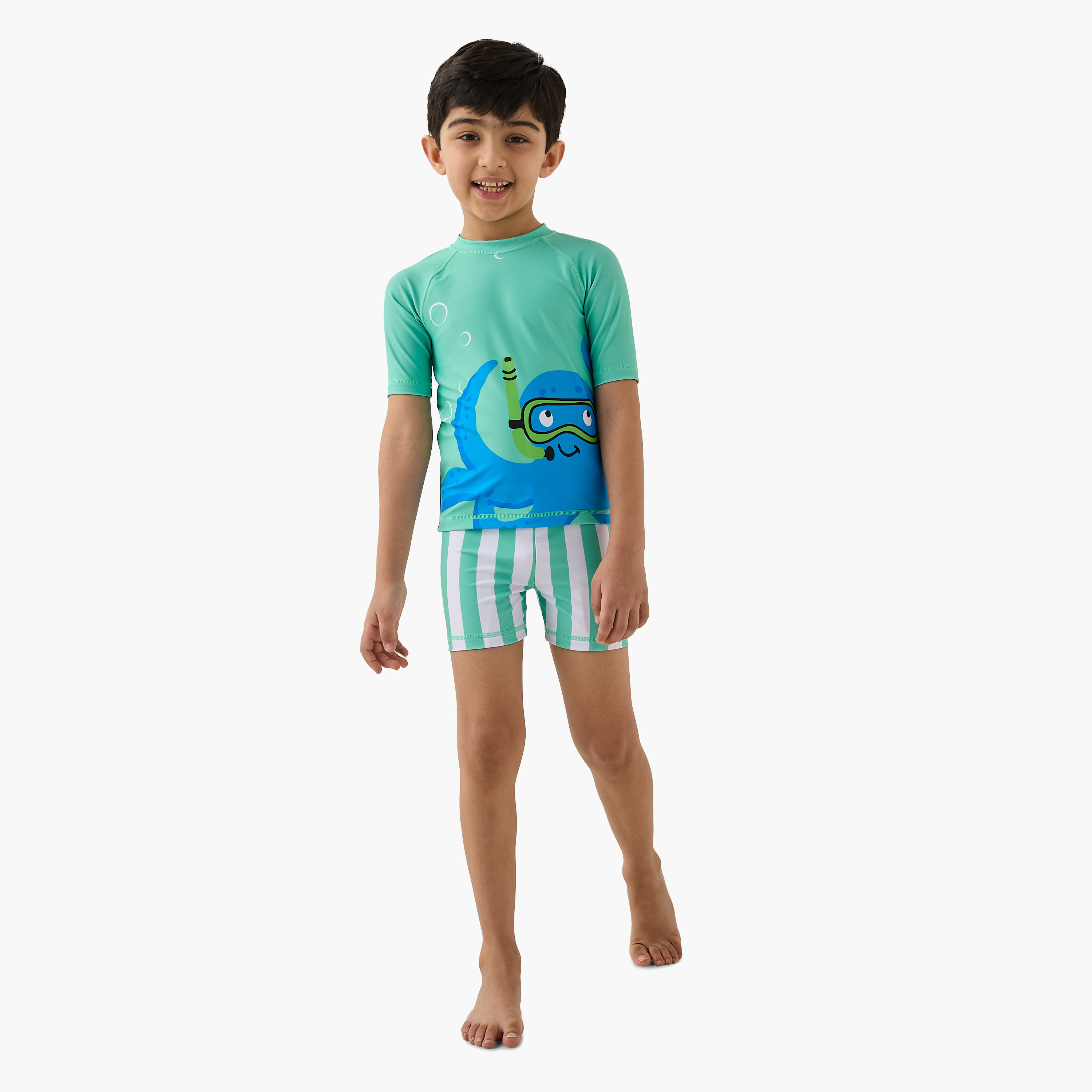 Juniors Graphic Print Swim T-shirt and Shorts Set-boys-clothing-swimwear-image-1