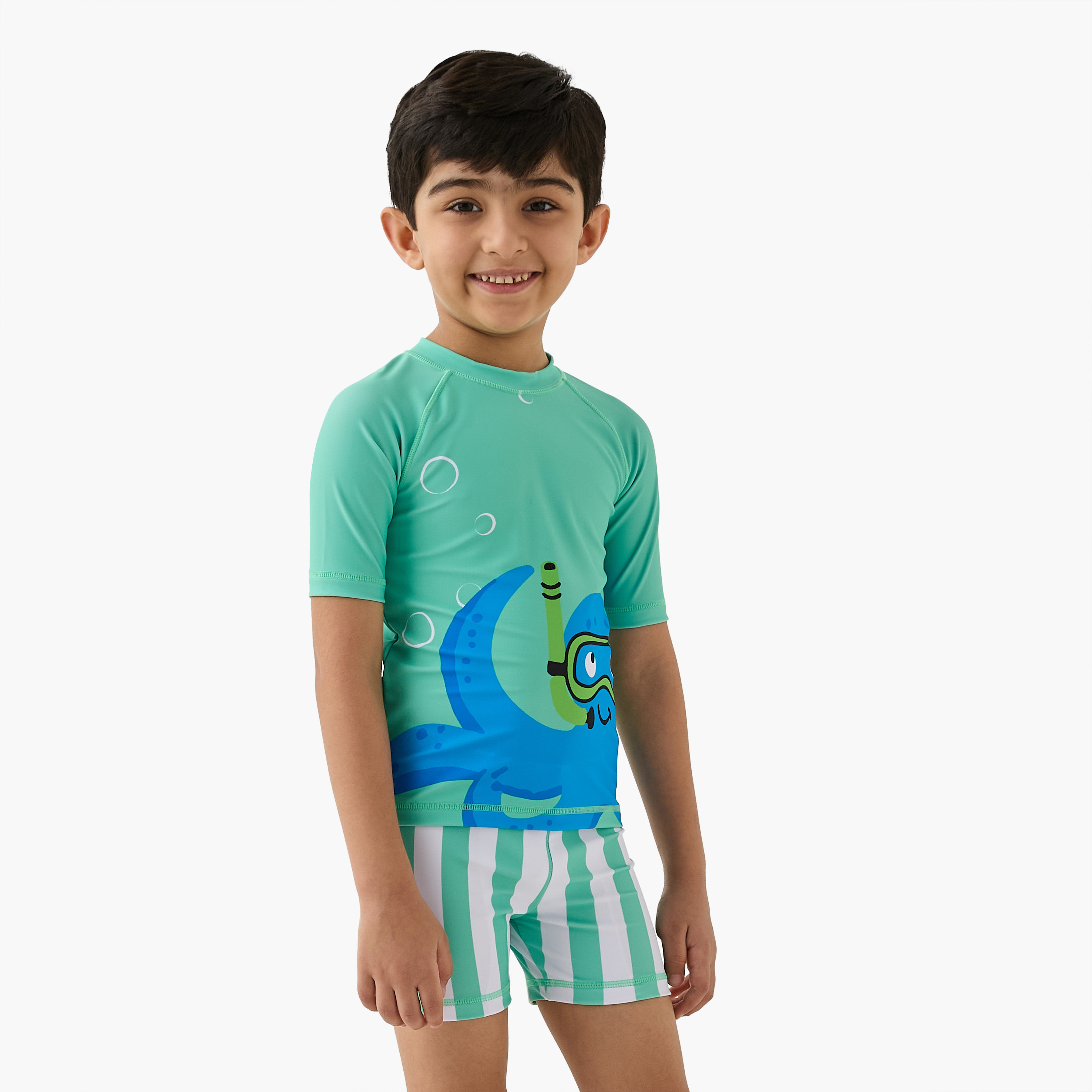 Juniors Graphic Print Swim T-shirt and Shorts Set-boys-clothing-swimwear-image-2