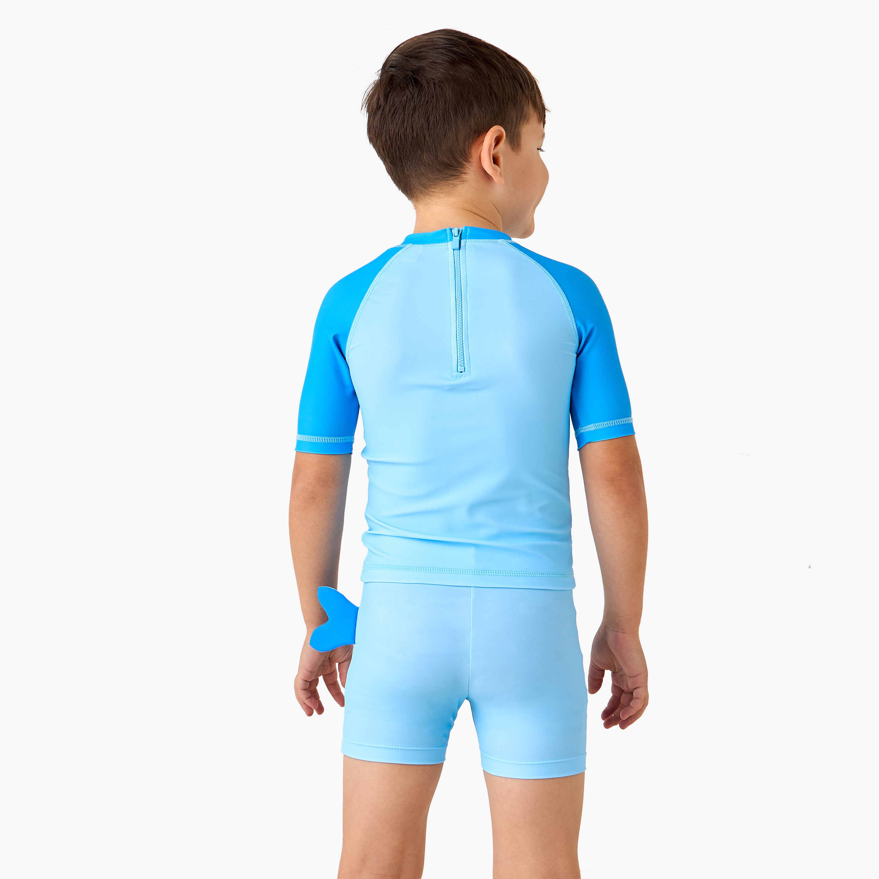 Juniors Shark Detail Swim T-shirt and Shorts Set-baby-boys-clothing-swimwear-image-4