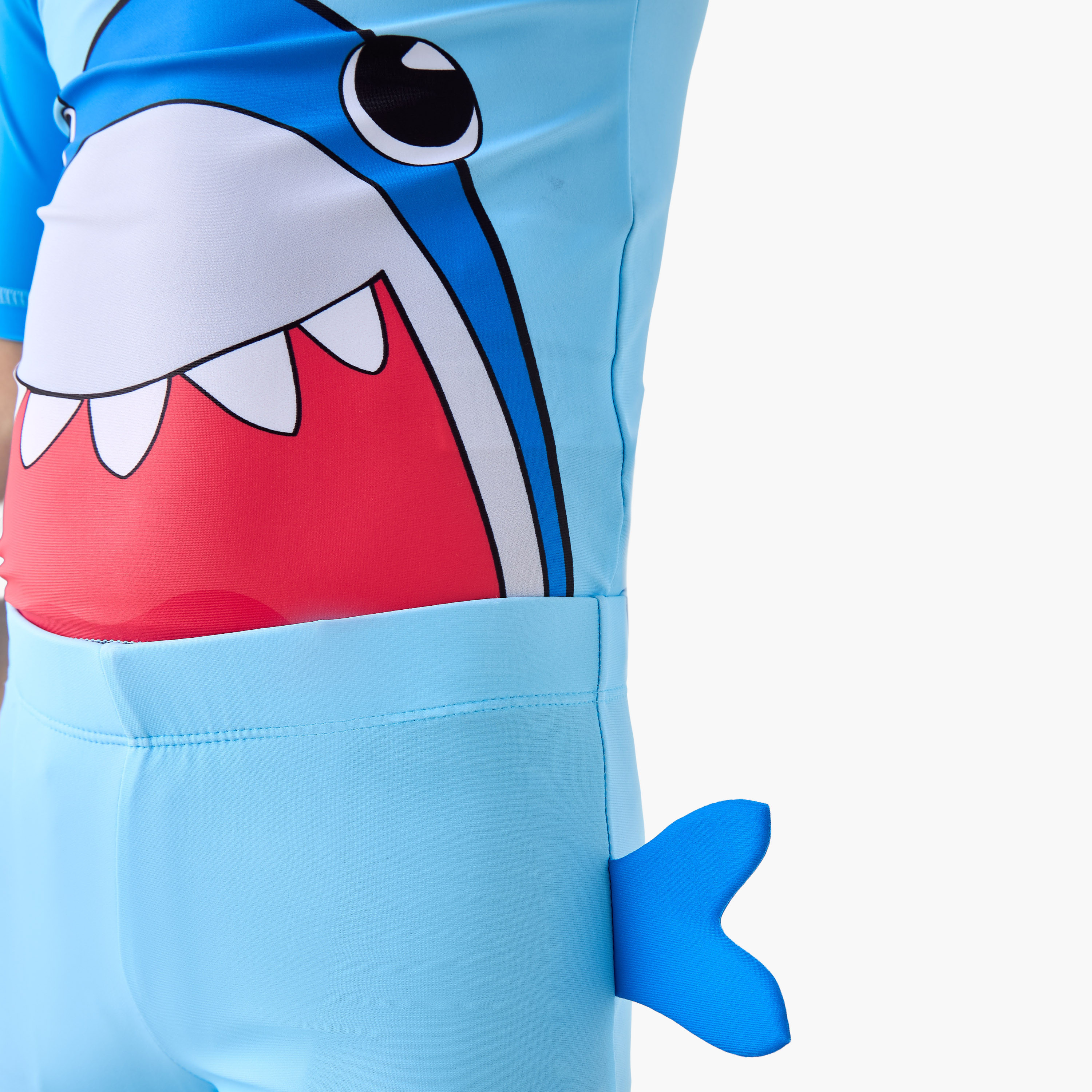 Juniors Shark Detail Swim T-shirt and Shorts Set-baby-boys-clothing-swimwear-image-5