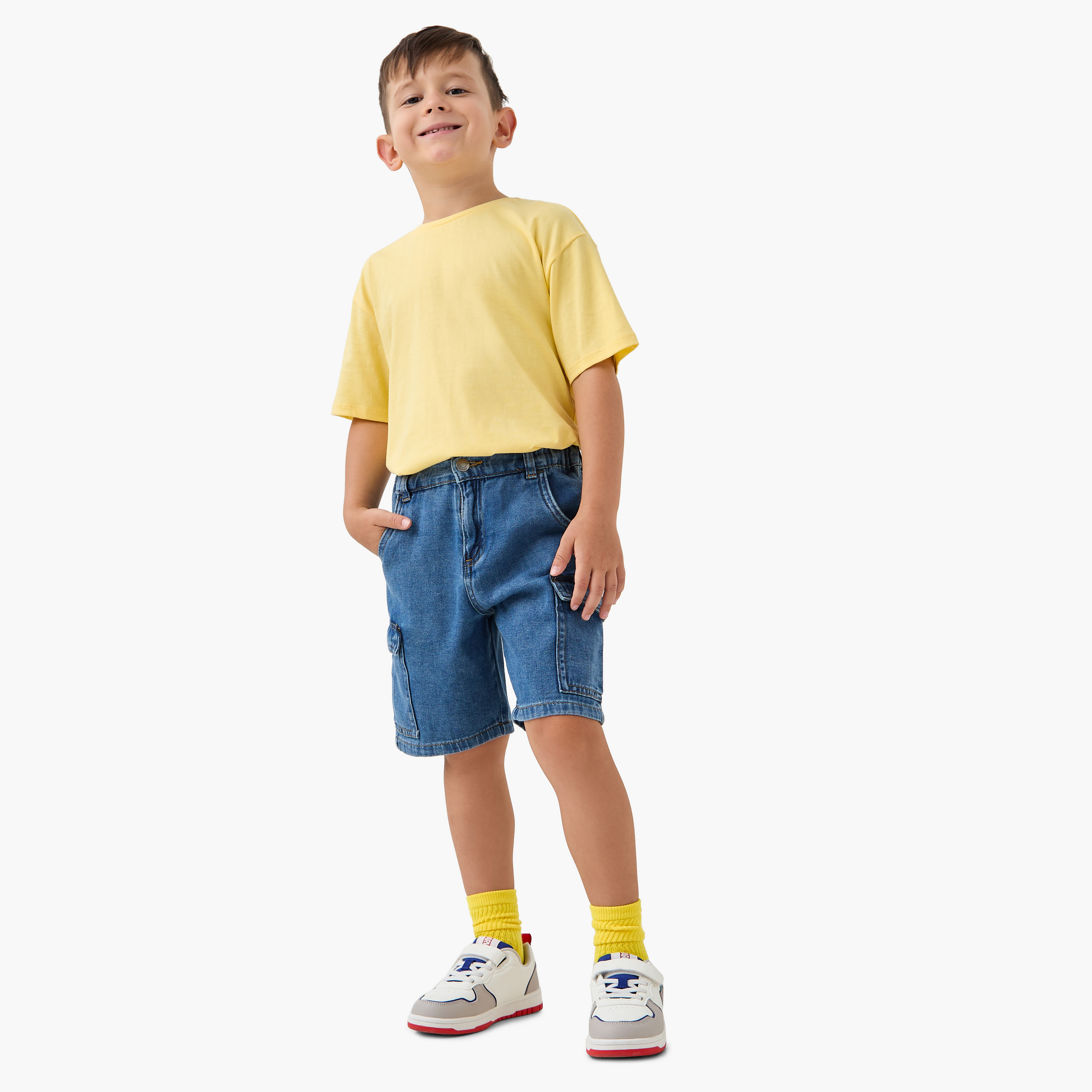Juniors Denim Shorts with Button Closure and Pockets-boys-clothing-bottoms-shorts-image-2