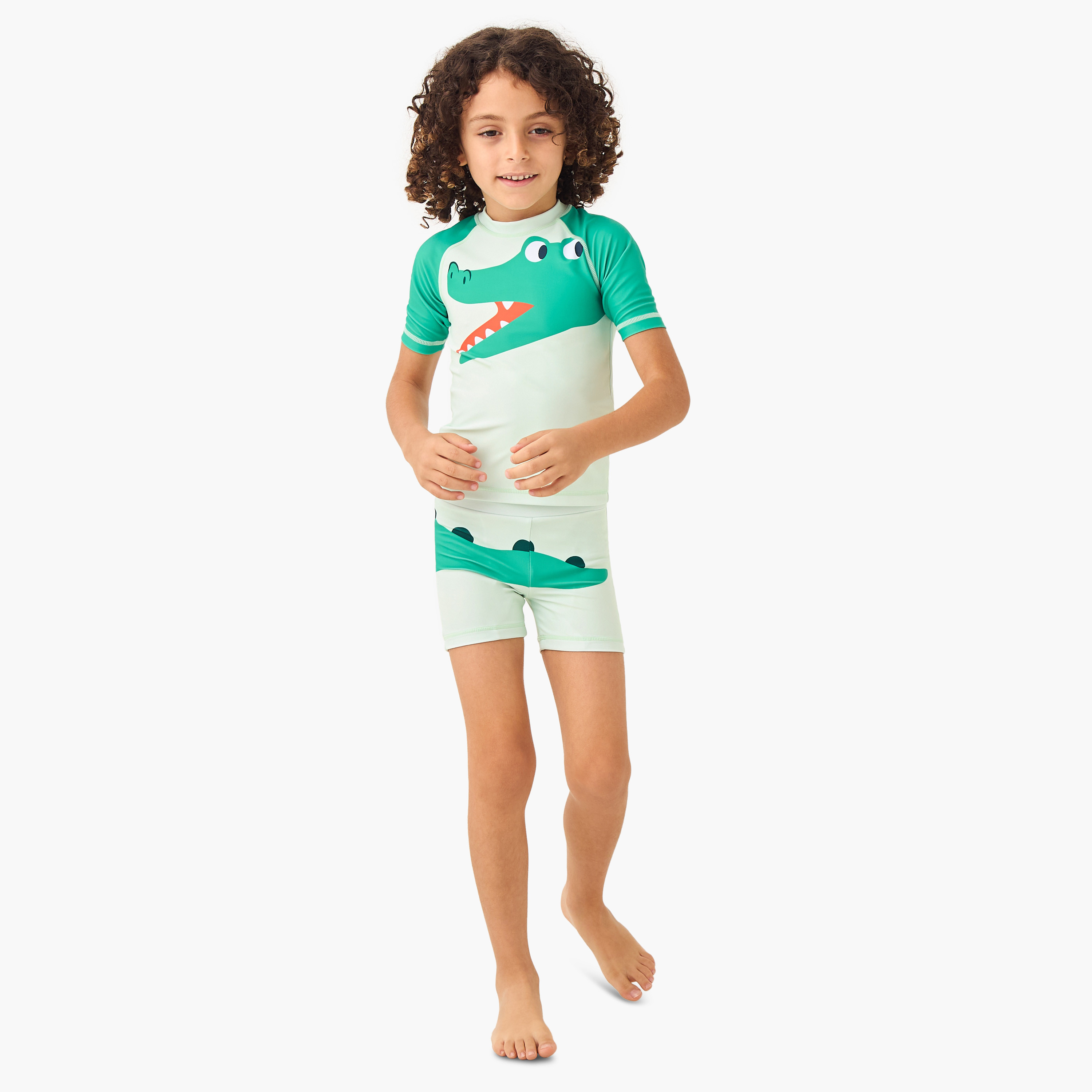طقم شورت سباحة وتيشيرت واقي من الطفح الجلدي بطبعات سلحفاة من جونيورز-baby-boys-clothing-swimwear-image-1