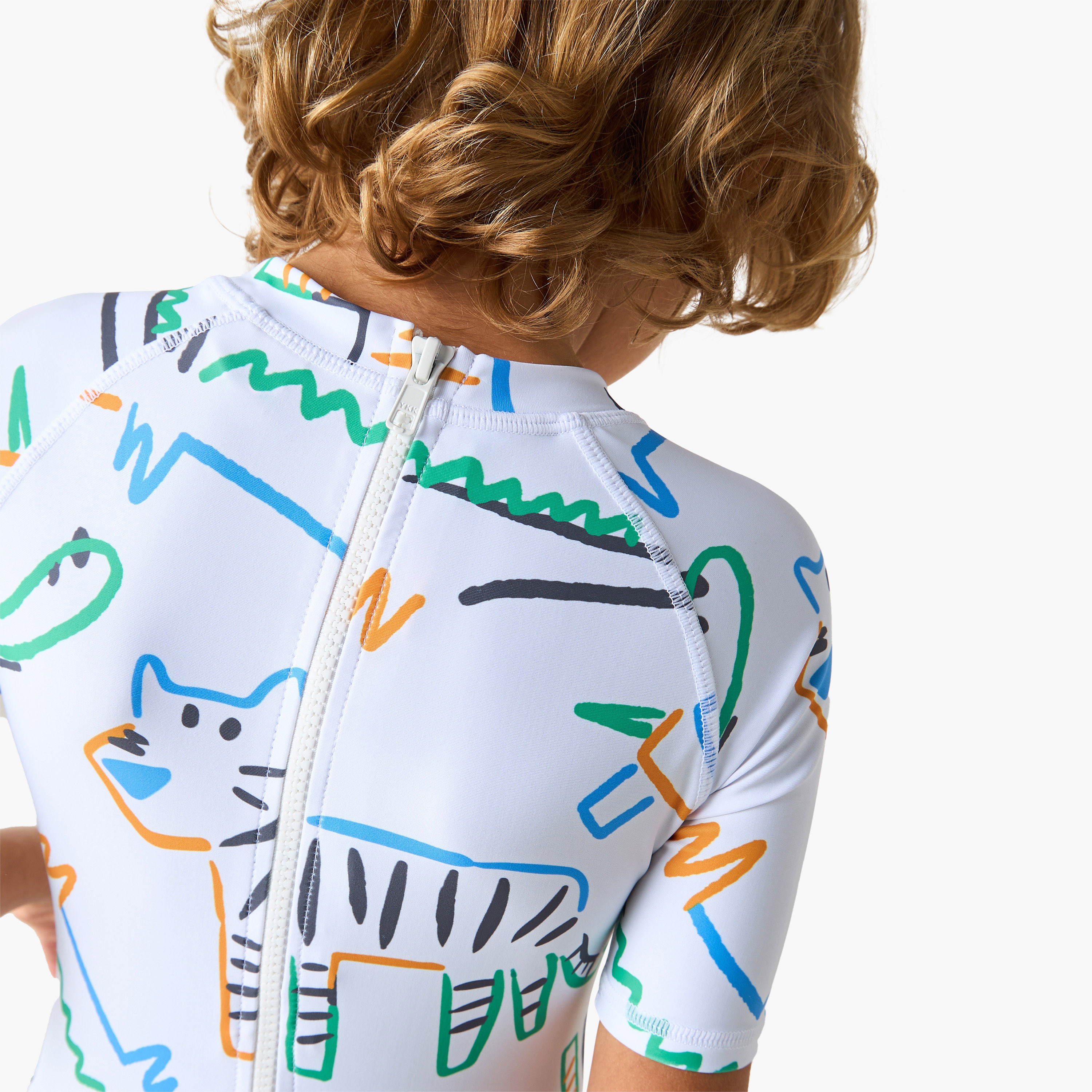 Juniors Printed Swimsuit with Short Sleeves and Zip Closure-sports-boys-clothing-swimwear-image-4