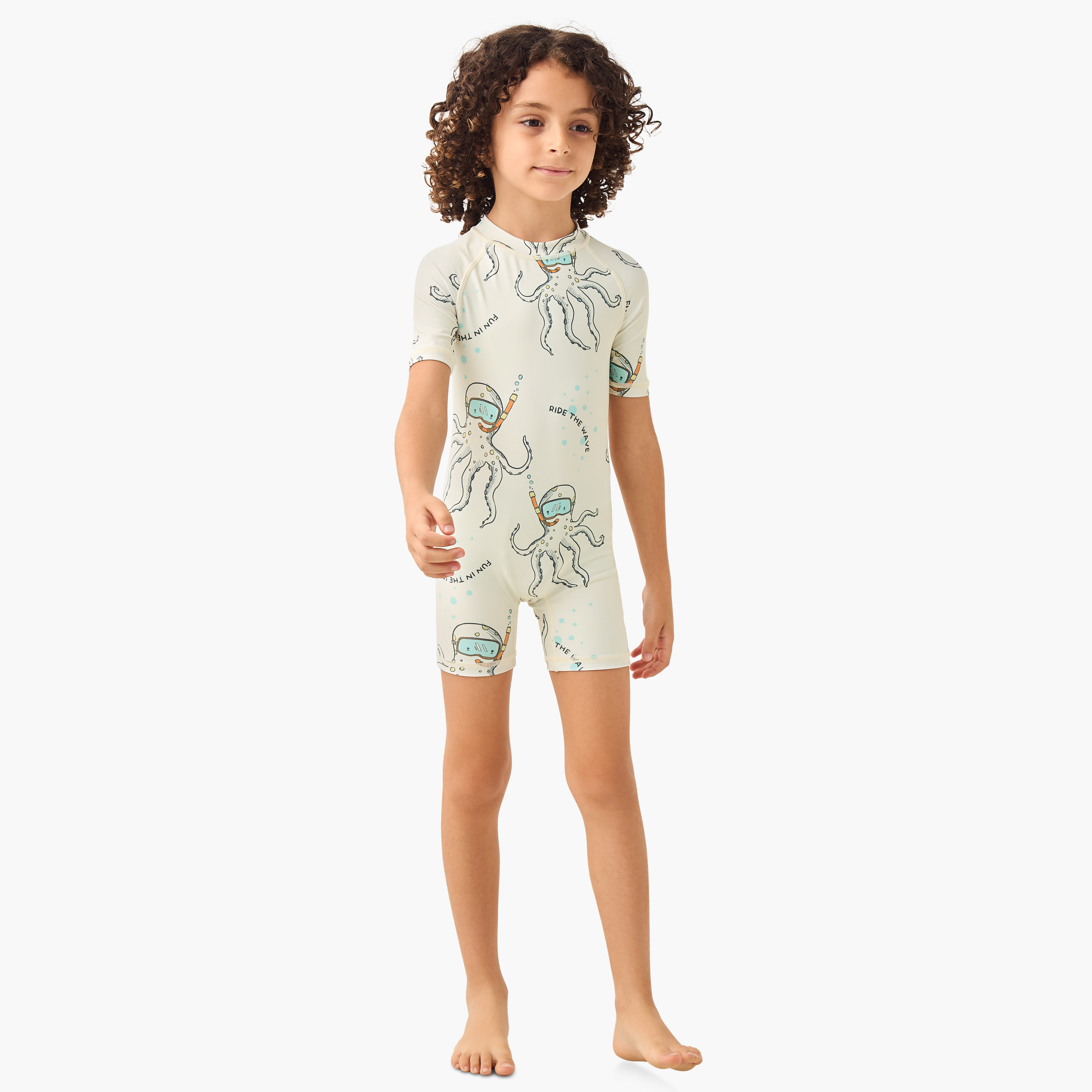 Juniors Octopus Print Swimsuit with Raglan Sleeves and Zip Closure-sports-boys-clothing-swimwear-image-2