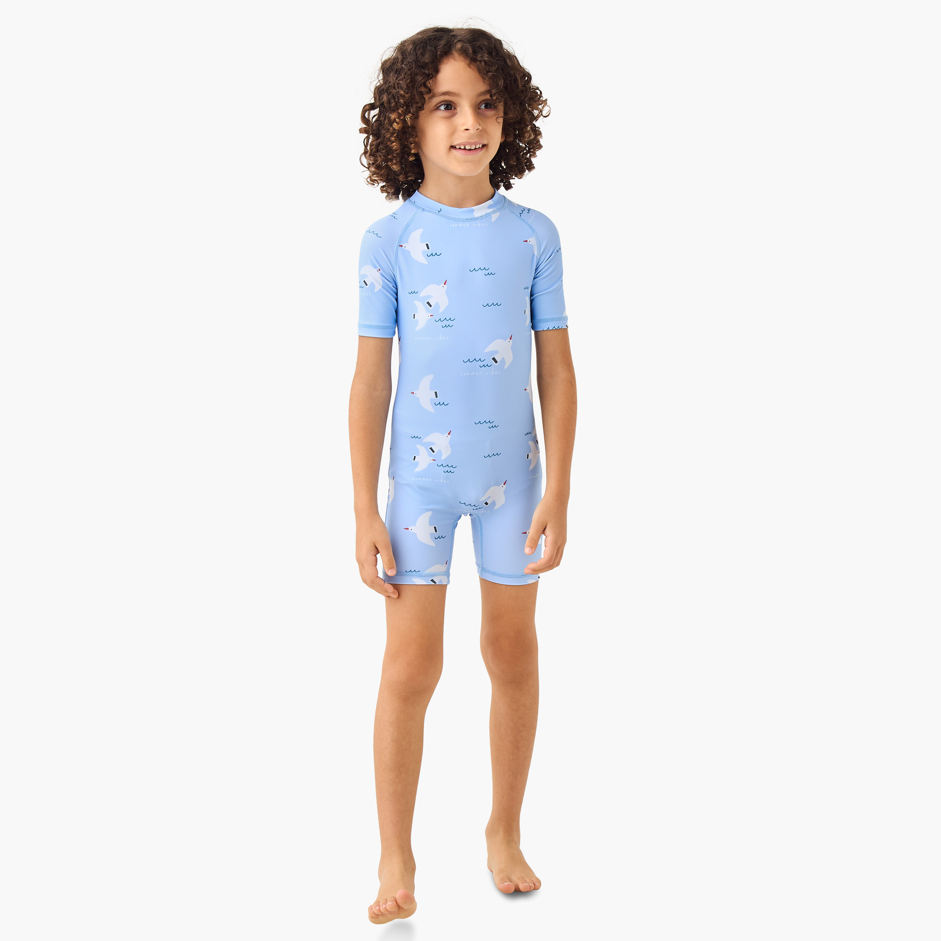 Juniors All-Over Seagull Print Swimsuit with Raglan Sleeves and Zip Closure-sports-boys-clothing-swimwear-image-2