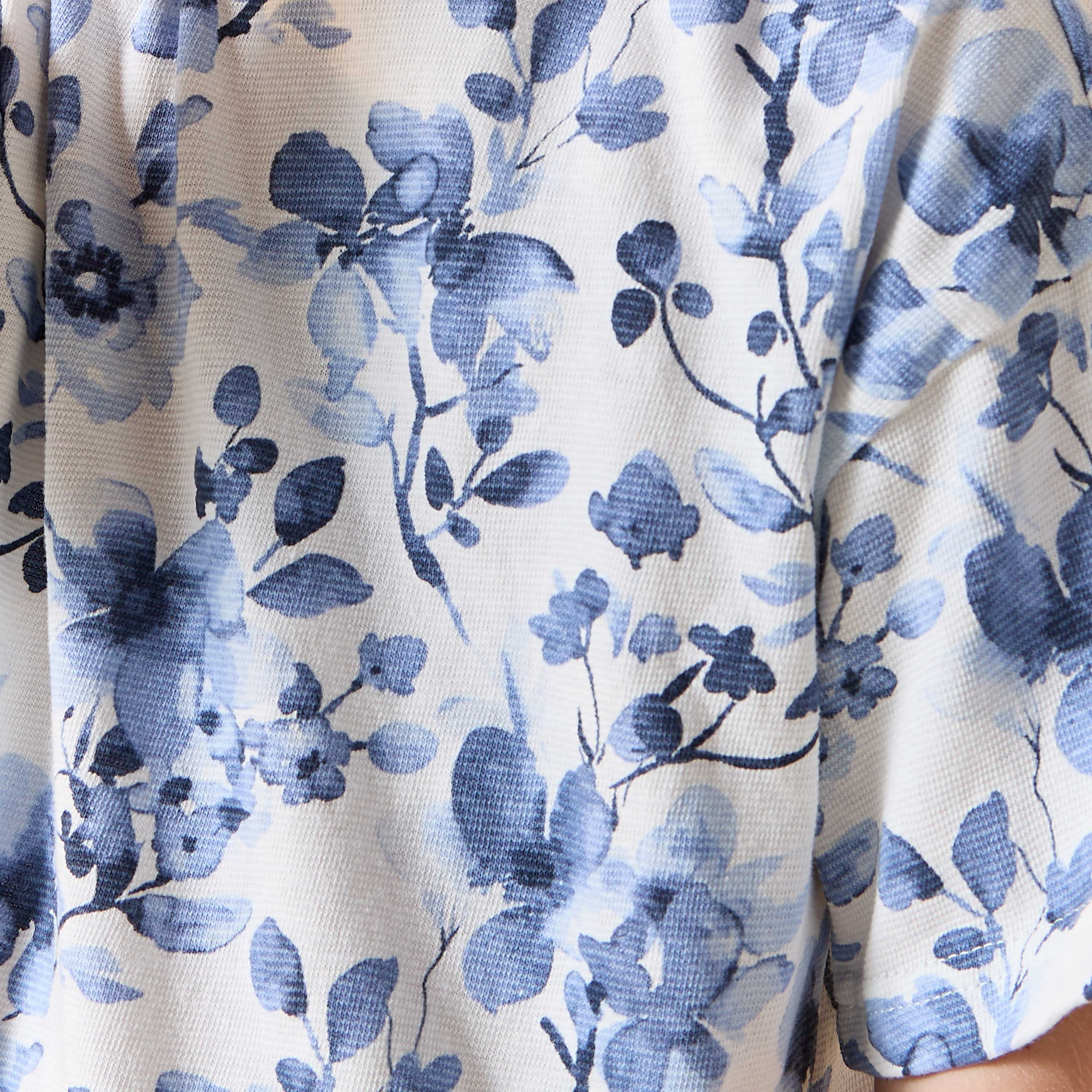 Juniors Floral Print Crew Neck T-shirt with Short Sleeves-boys-clothing-tshirtsandpolos-image-5