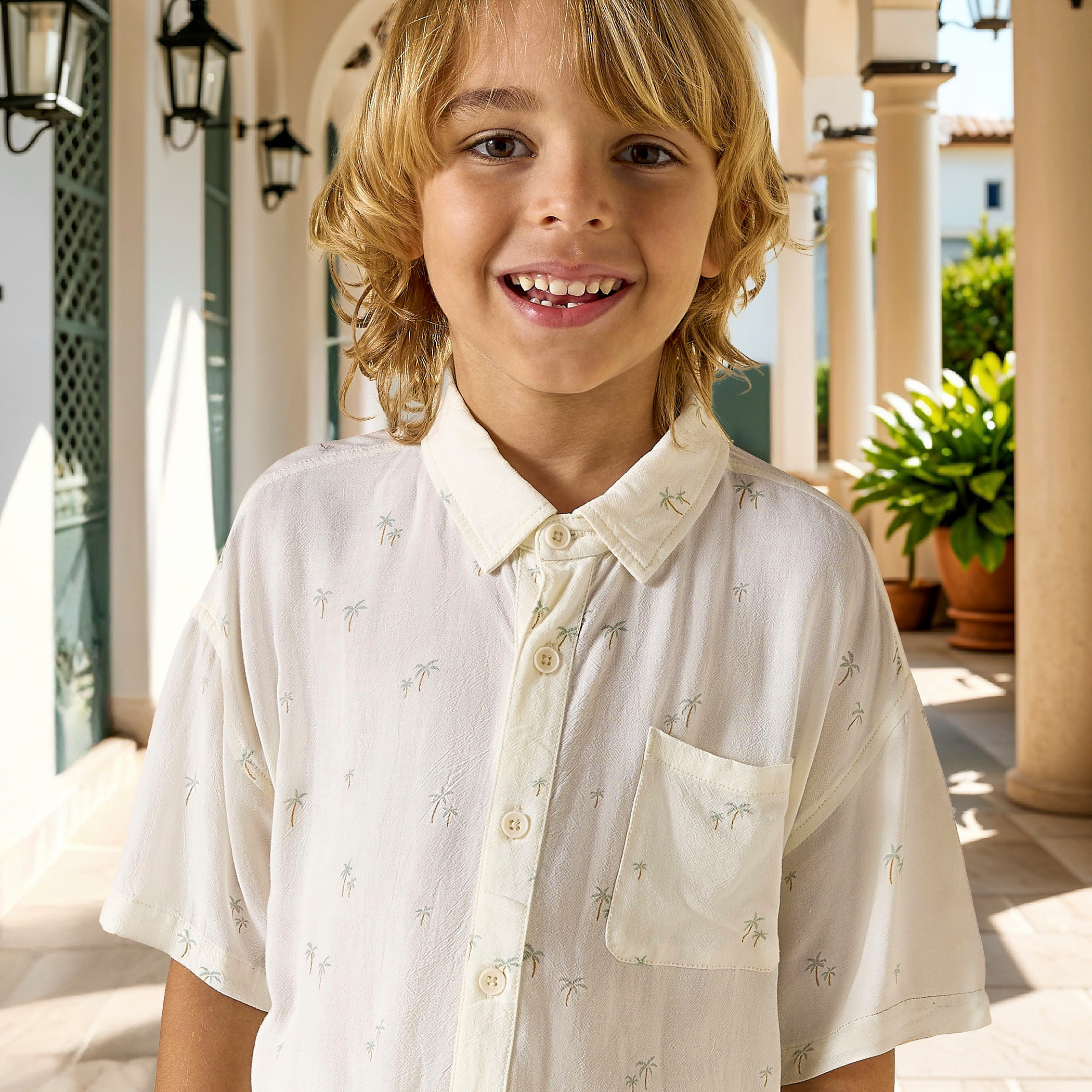 Juniors Tropical Print Shirt with Short Sleeves and Button Closure-boys-clothing-shirts-image-4