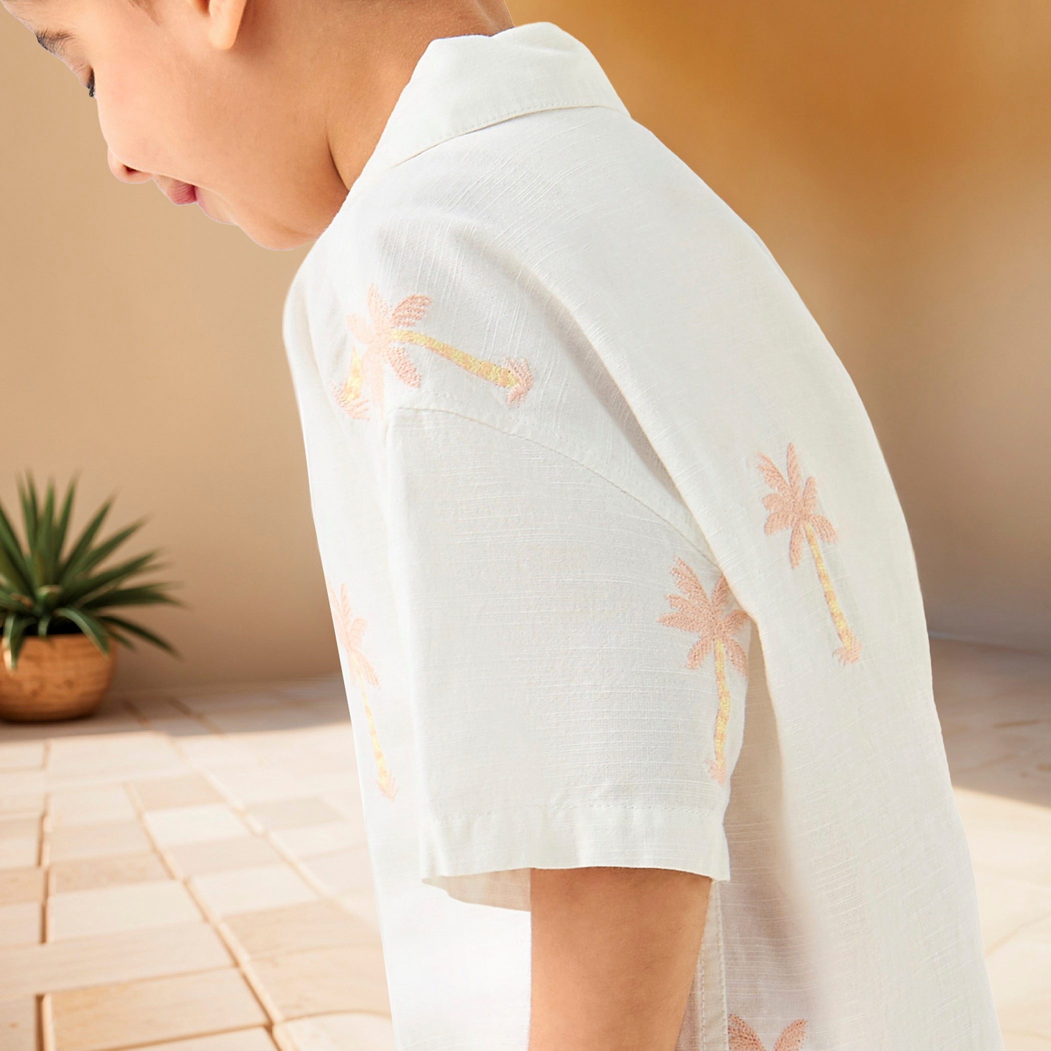 Juniors Palm Tree Embroidered Short Sleeves Shirt-boys-clothing-shirts-image-4