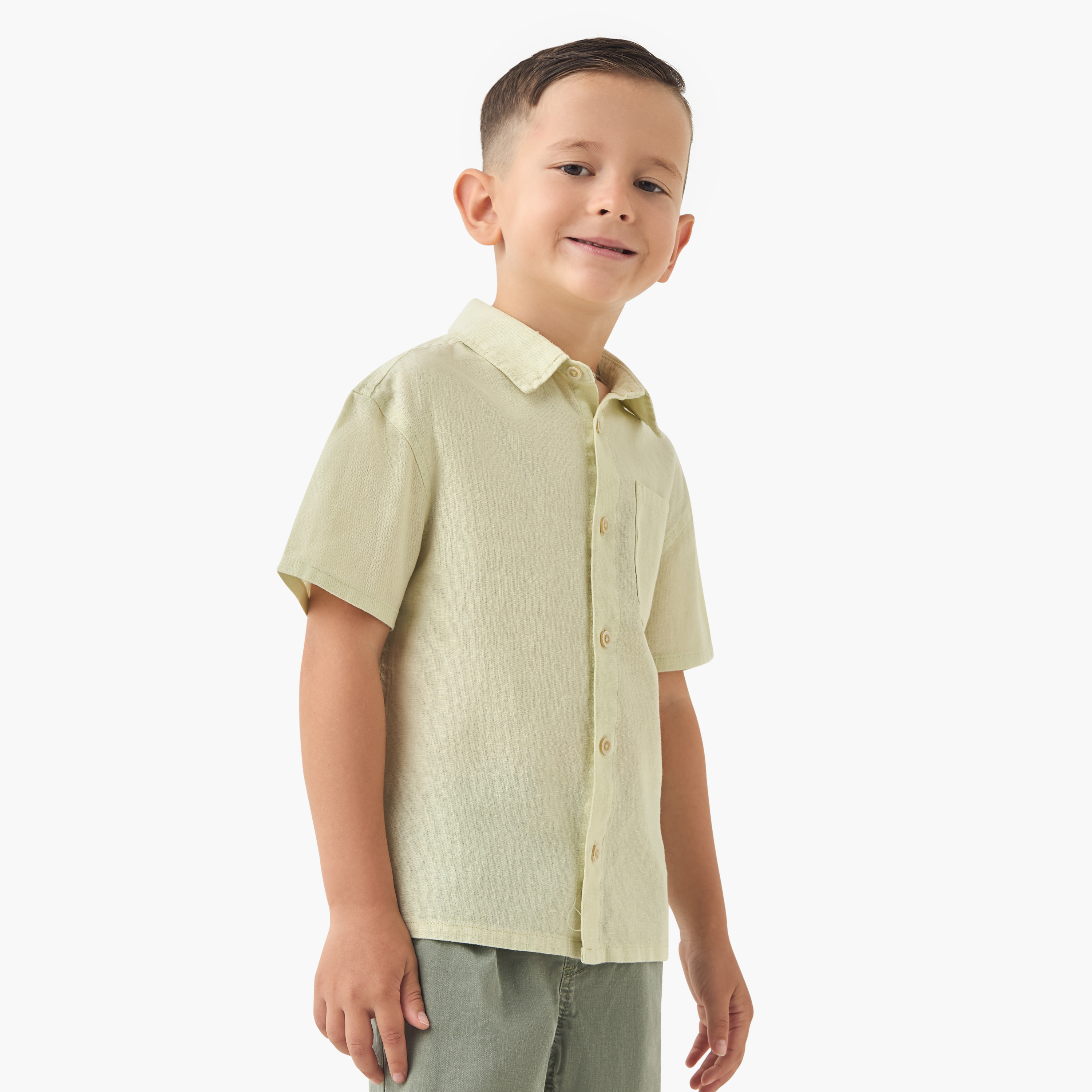 قميص سادة بأكمام قصيرة وجيب على الصدر من جونيورز-boys-clothing-shirts-image-5