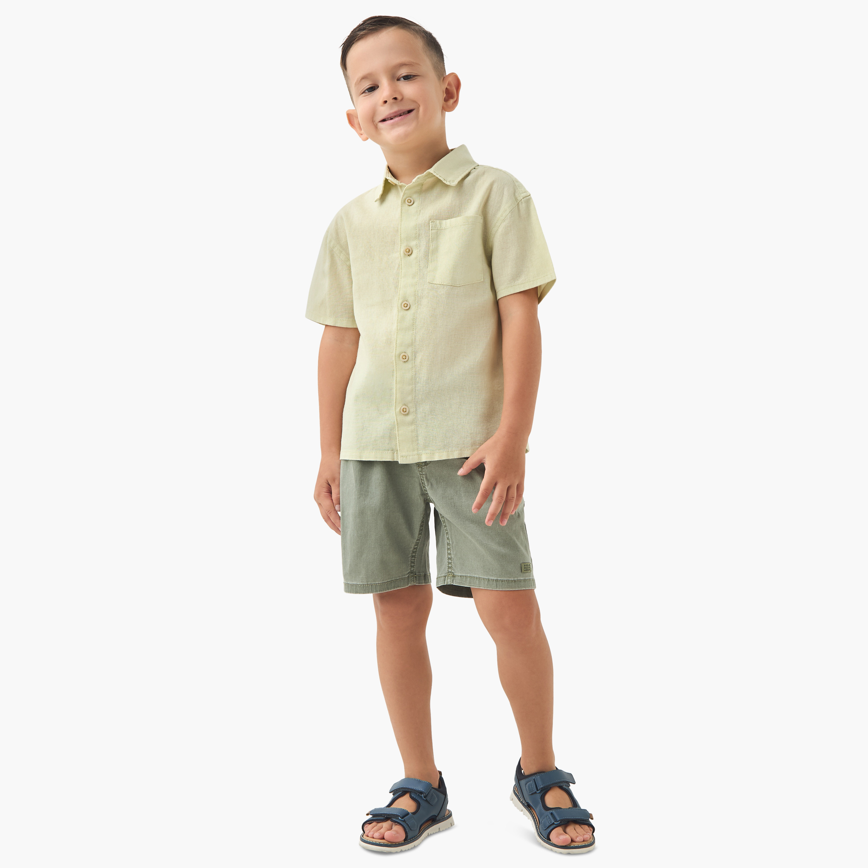 قميص سادة بأكمام قصيرة وجيب على الصدر من جونيورز-boys-clothing-shirts-image-4