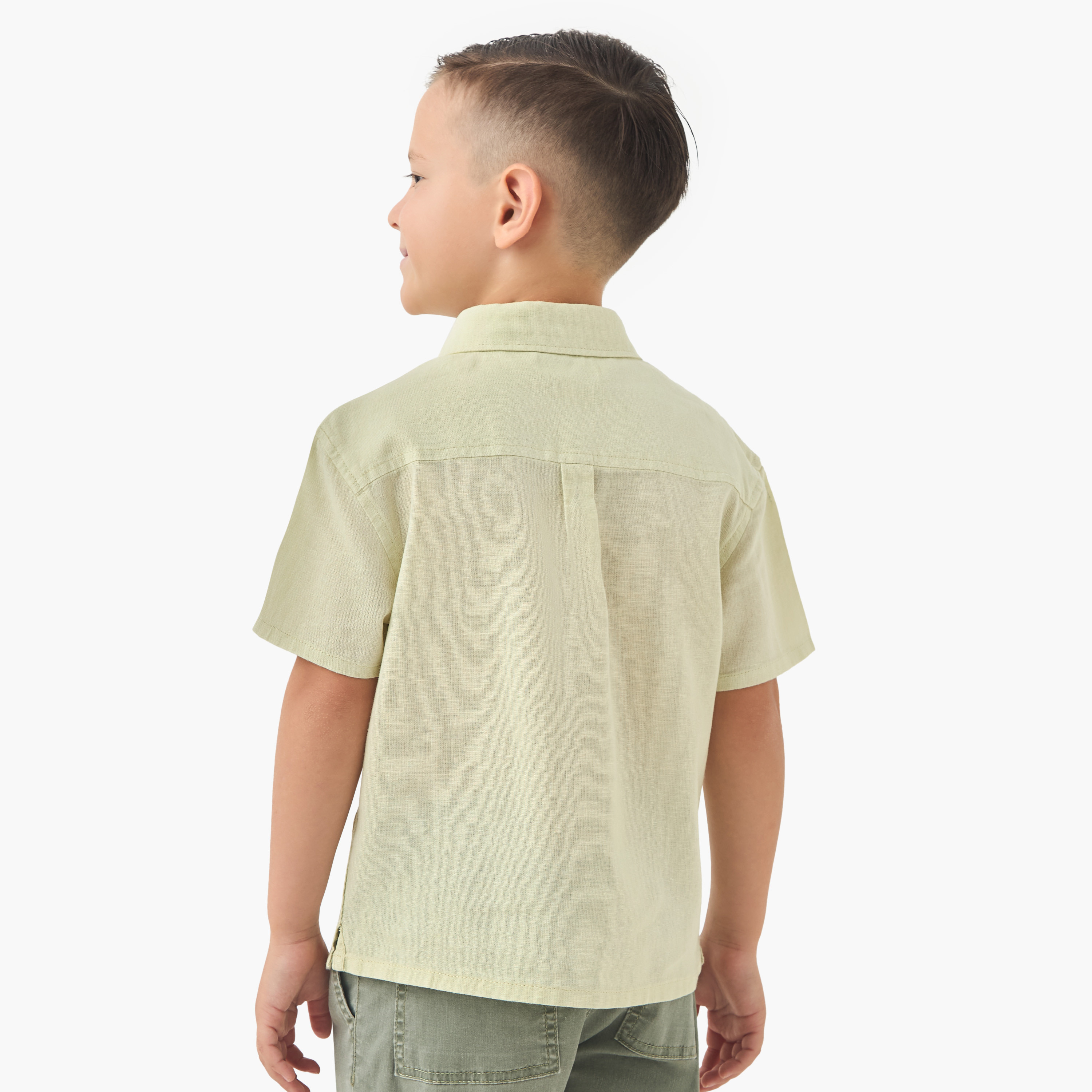 قميص سادة بأكمام قصيرة وجيب على الصدر من جونيورز-boys-clothing-shirts-image-3