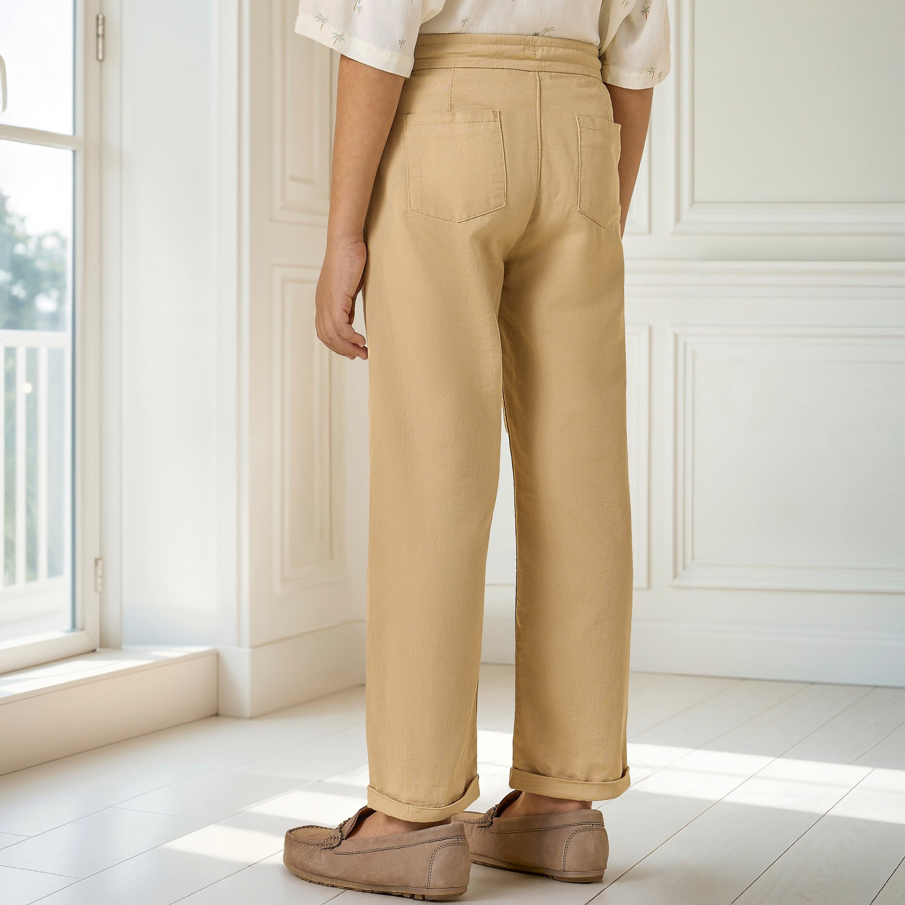 Juniors Solid Pants with Pockets and Drawstring Closure-boys-clothing-bottoms-trousers-image-3