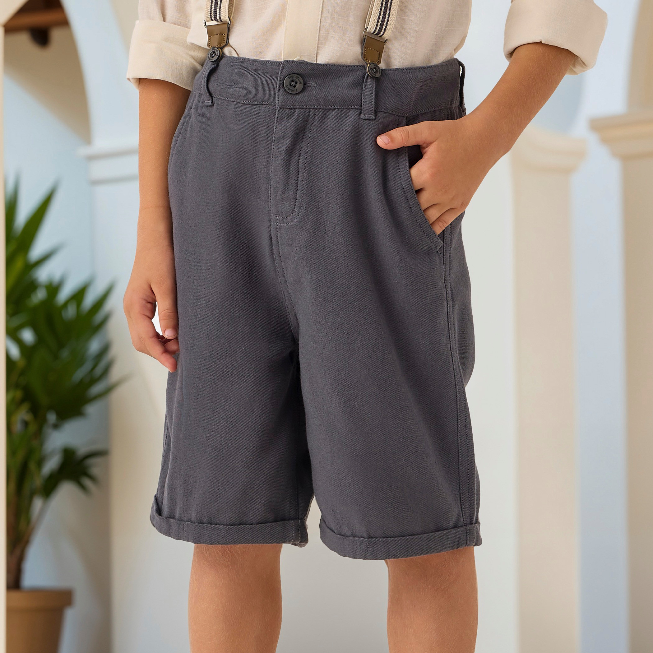 شورت سادة سهل الارتداء بجيوب وزر إغلاق من جونيورز-boys-clothing-bottoms-shorts-image-2