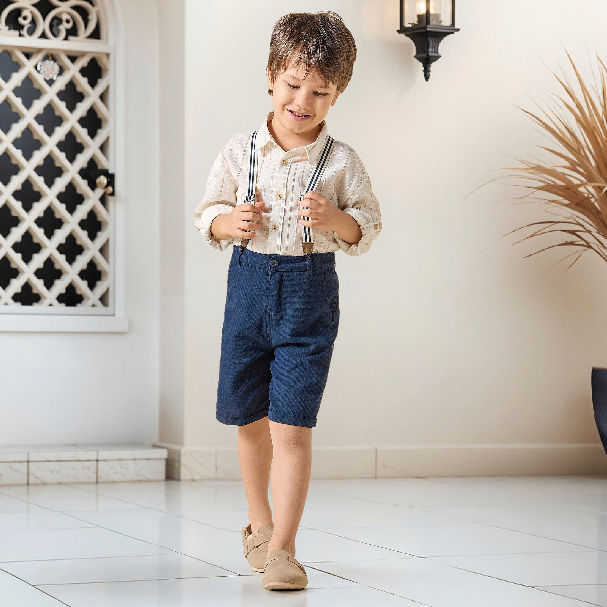 Juniors Solid Shorts with Button Closure and Pockets-boys-clothing-bottoms-shorts-image-2