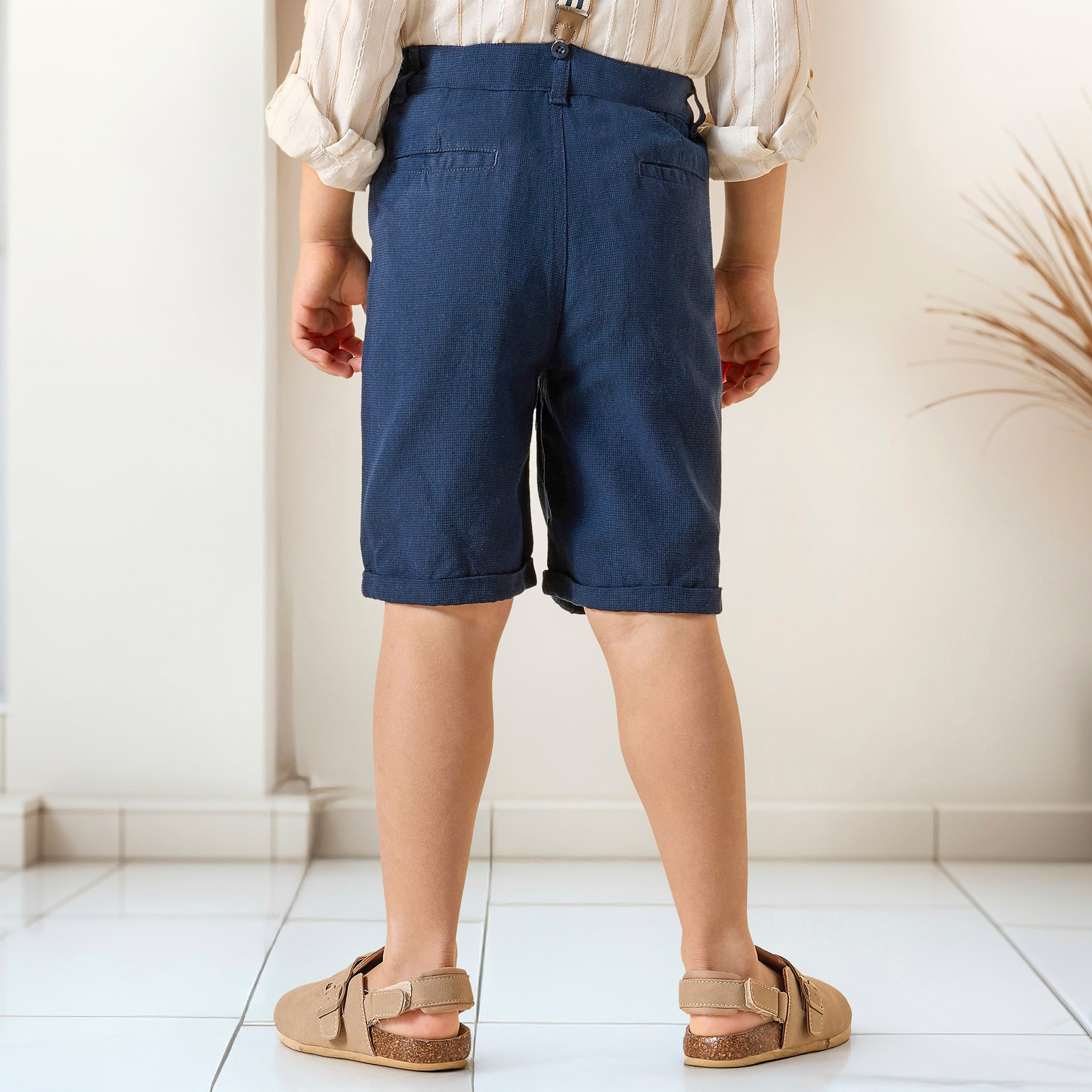 Juniors Solid Shorts with Button Closure and Pockets-boys-clothing-bottoms-shorts-image-3