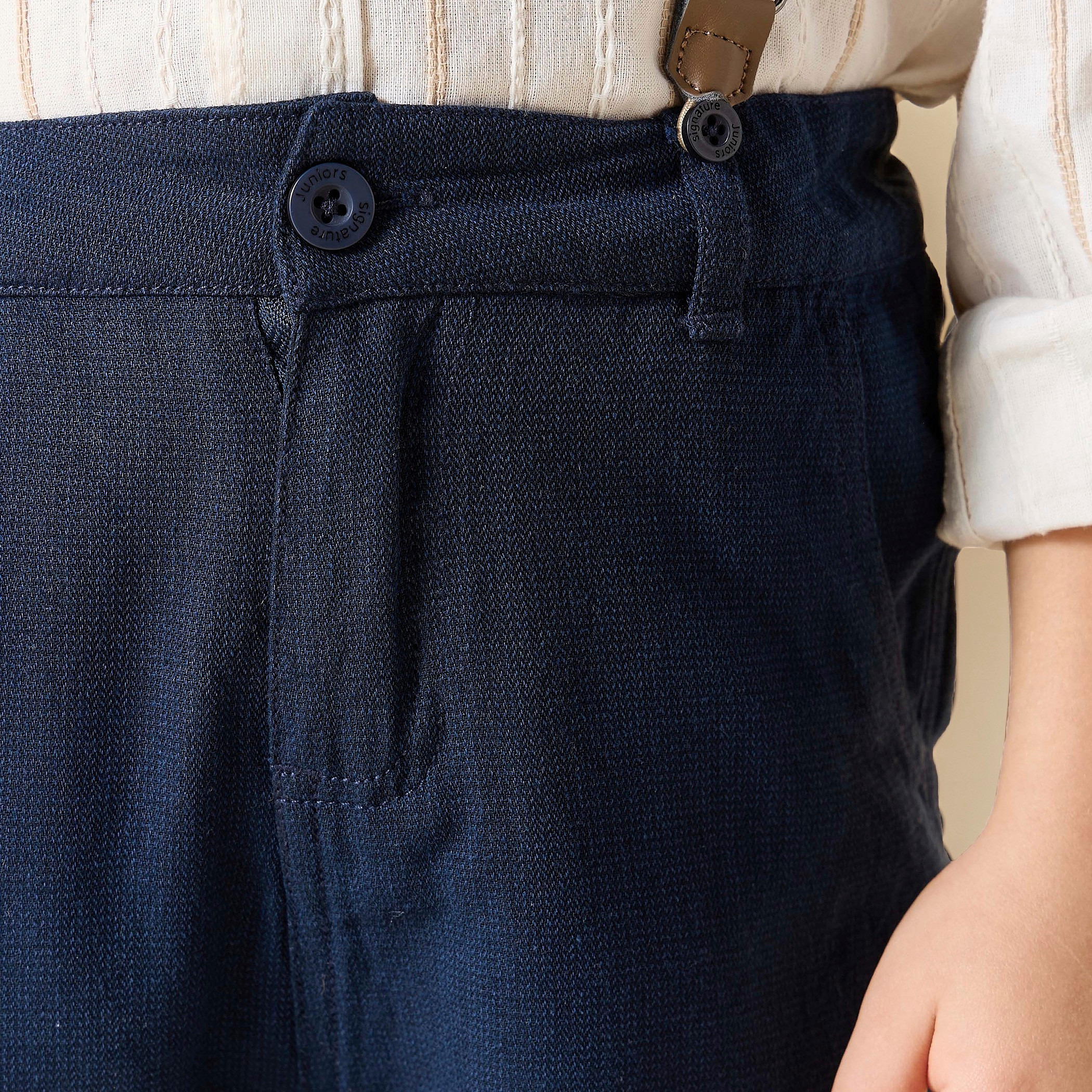 Juniors Solid Shorts with Button Closure and Pockets-boys-clothing-bottoms-shorts-image-4