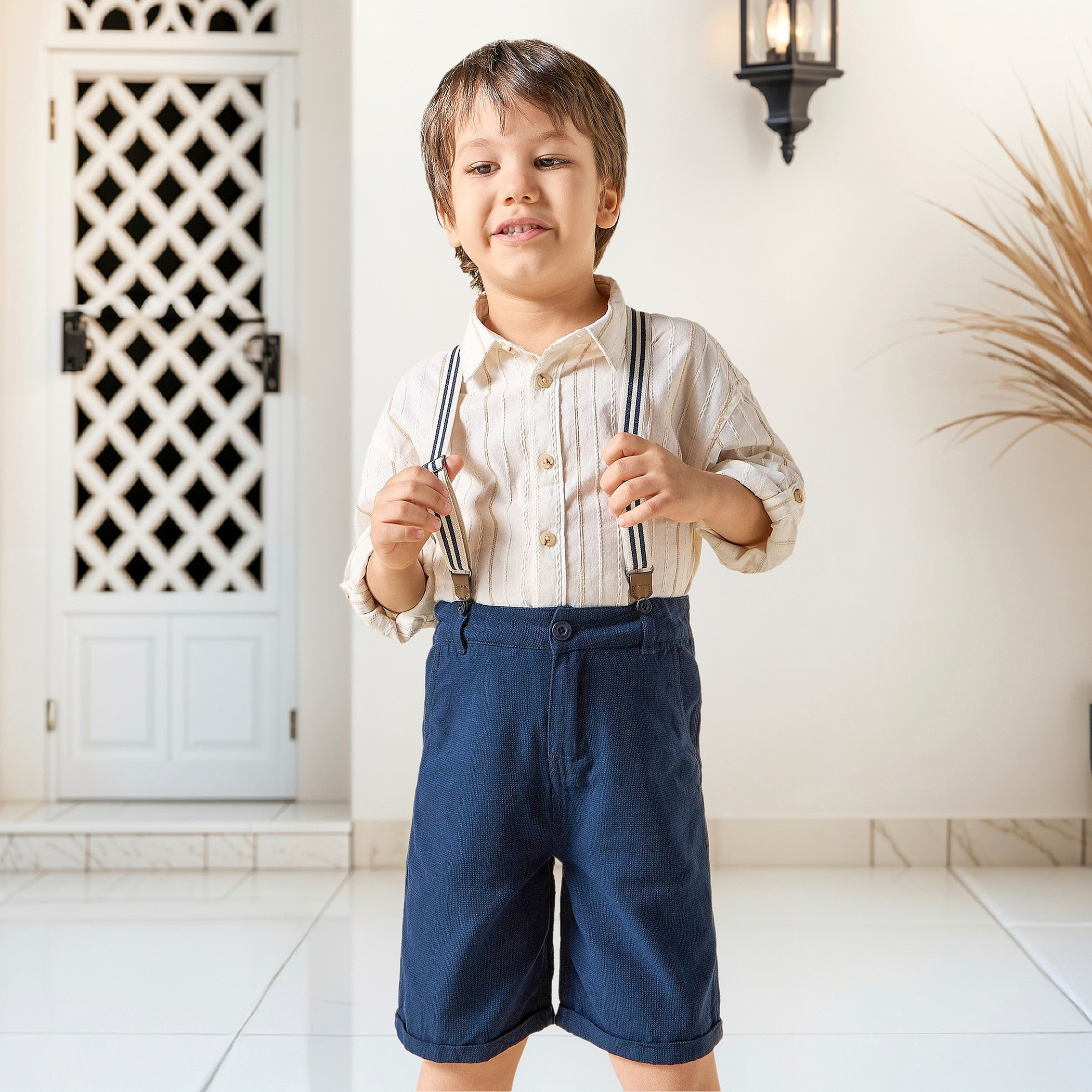 Juniors Solid Shorts with Button Closure and Pockets-boys-clothing-bottoms-shorts-image-6