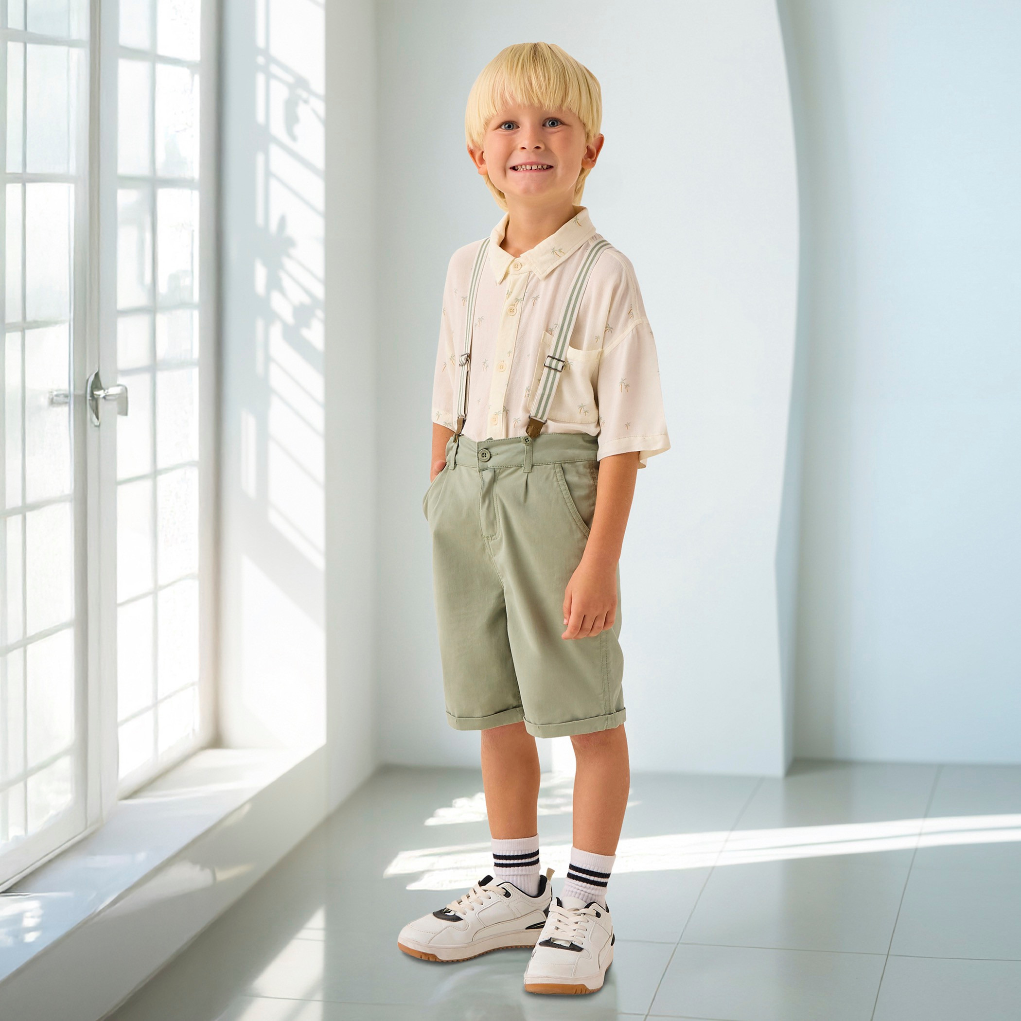 Juniors Solid Shorts with Pockets and Button Closure-boys-clothing-bottoms-shorts-image-1