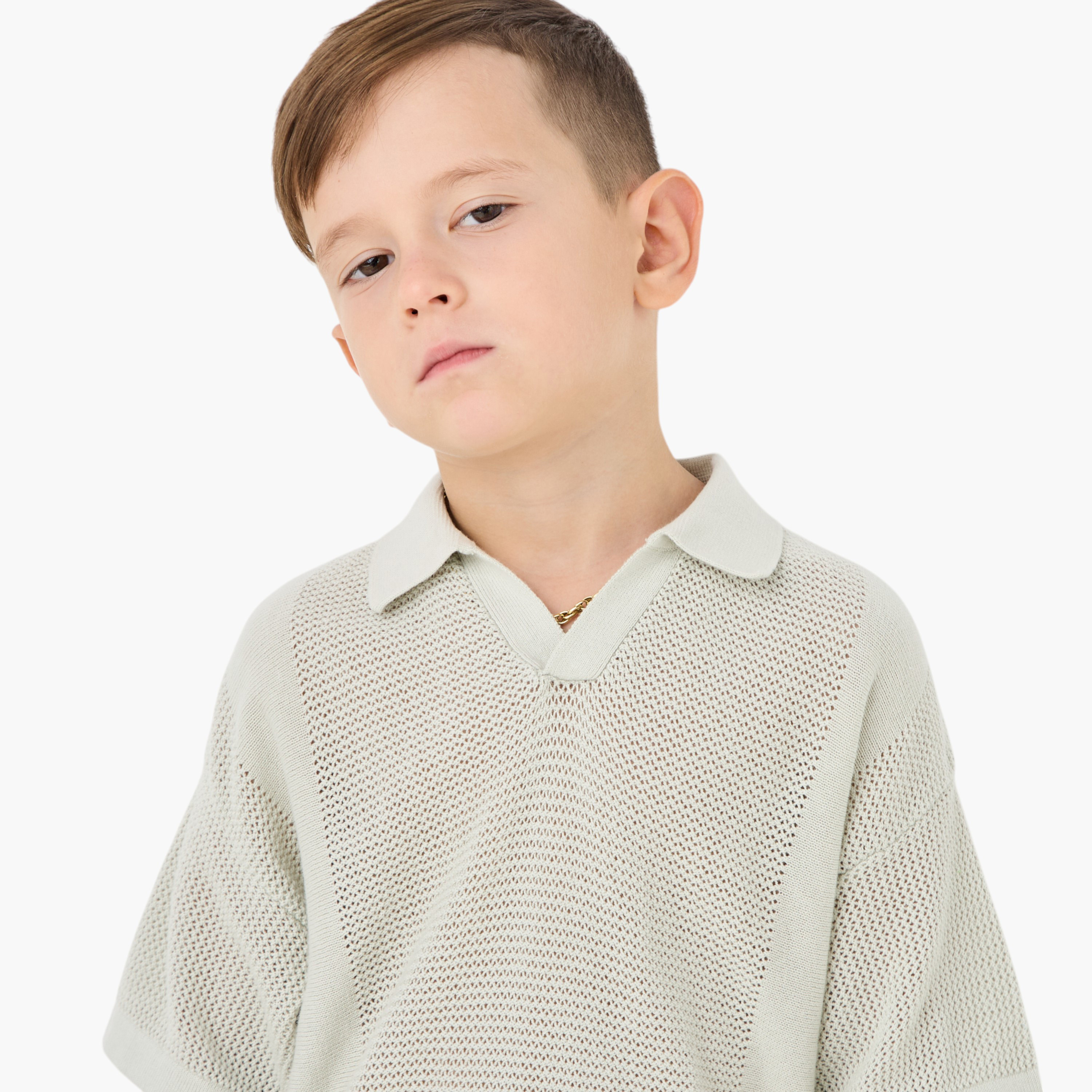 Juniors Collared Pullover with Textured Design-boys-clothing-winterwear-sweatshirts-image-4
