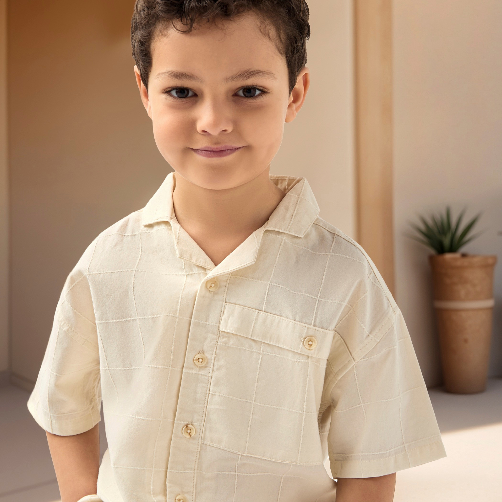 Juniors Checked Short Sleeves Shirt and Shorts Set-baby-boys-clothing-setsandcoords-image-2