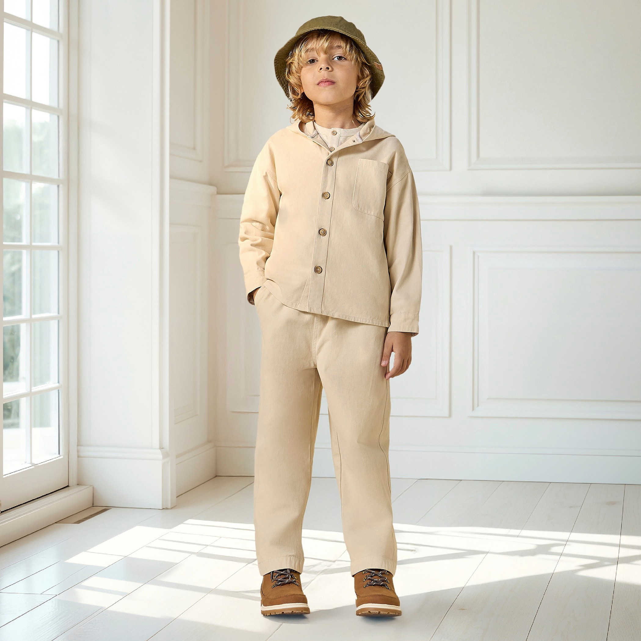 طقم بنطلون وهودي بأكمام طويلة سادة من جونيورز-boys-clothing-setsandcoords-image-1