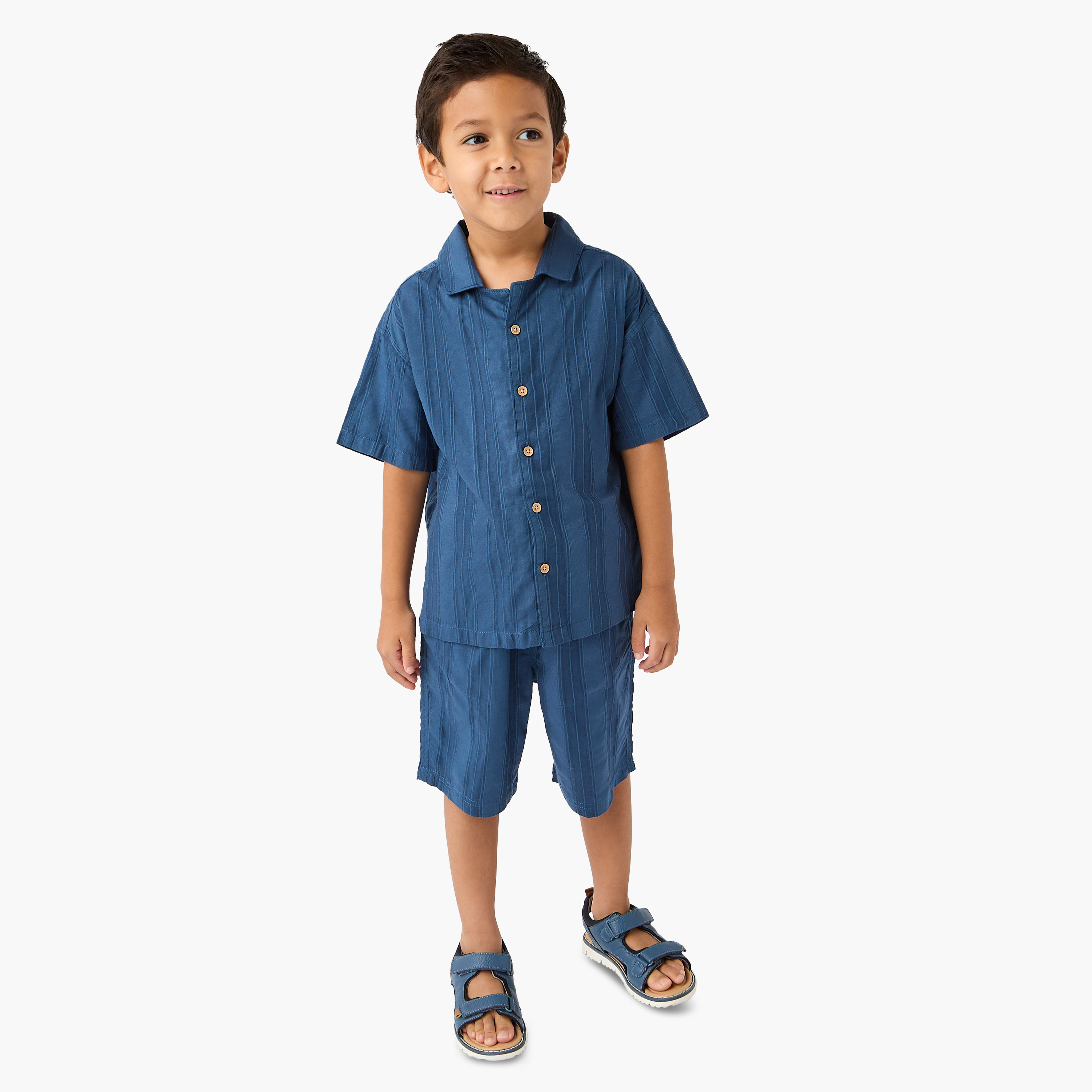 Juniors Textured Shirt and Shorts Set-baby-boys-clothing-setsandcoords-image-1