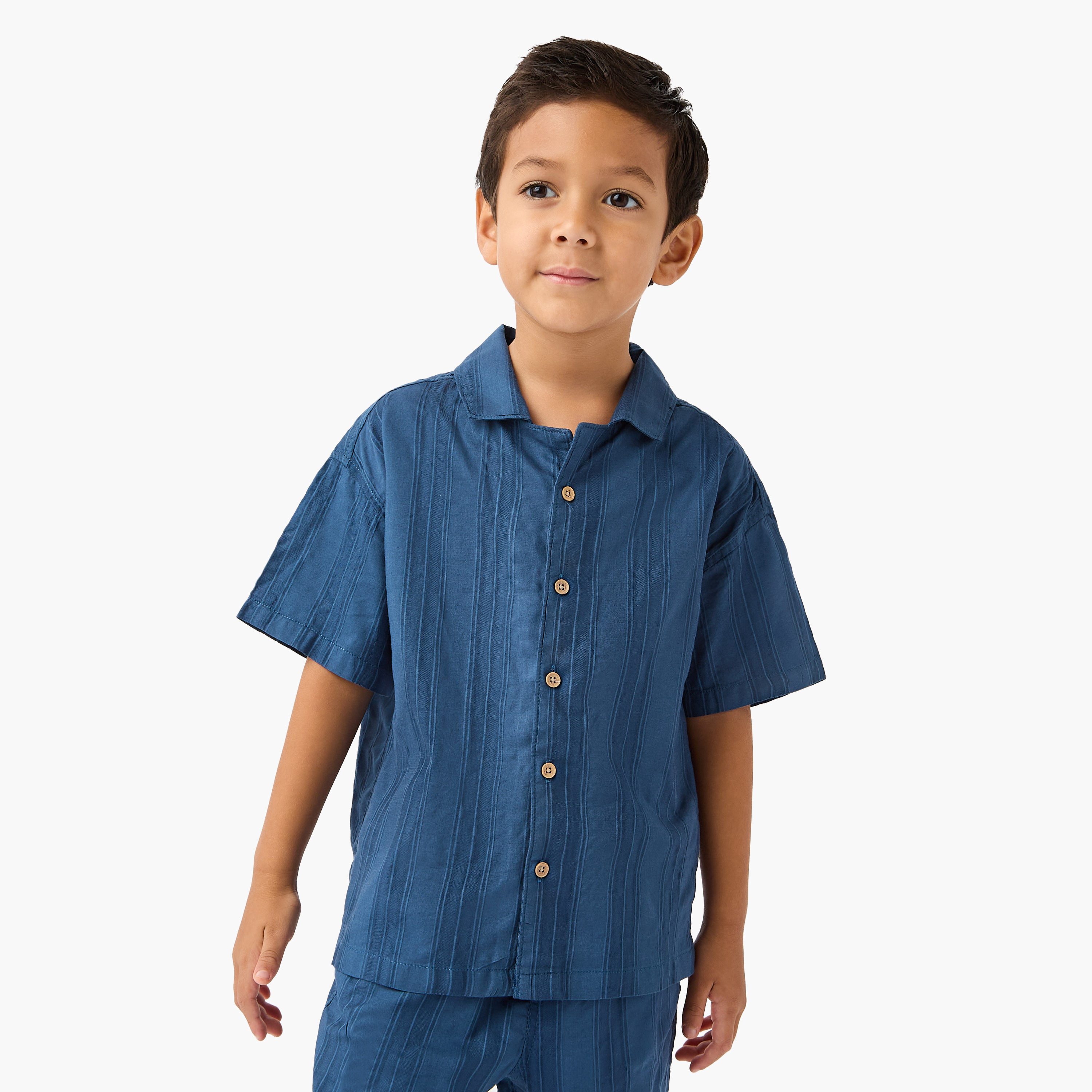 Juniors Textured Shirt and Shorts Set-baby-boys-clothing-setsandcoords-image-2