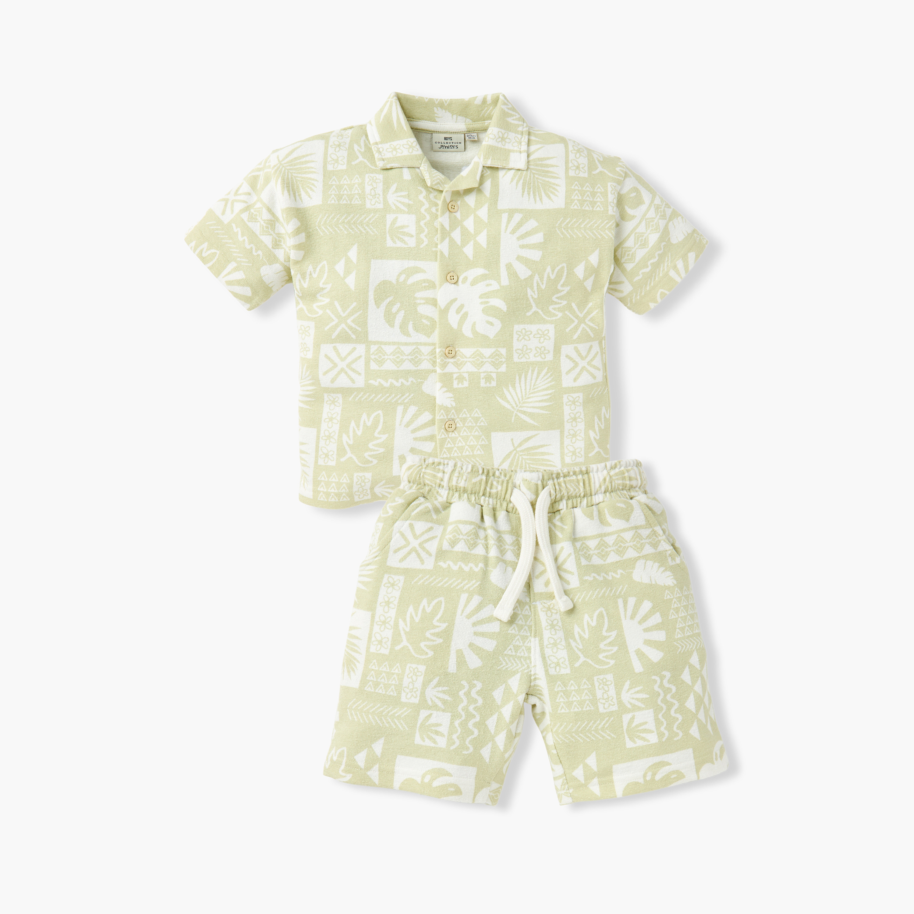 Juniors All-Over Print Camp Collar Shirt and Shorts Set-baby-boys-clothing-setsandcoords-image-1