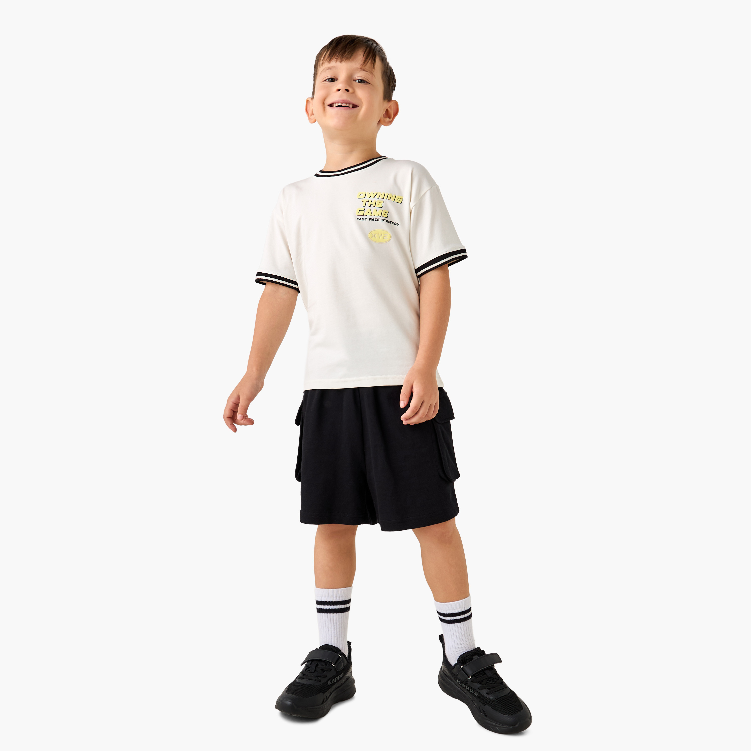 XYZ Printed Crew Neck T-shirt with Short Sleeves-boys-clothing-sportswear-tops-image-2
