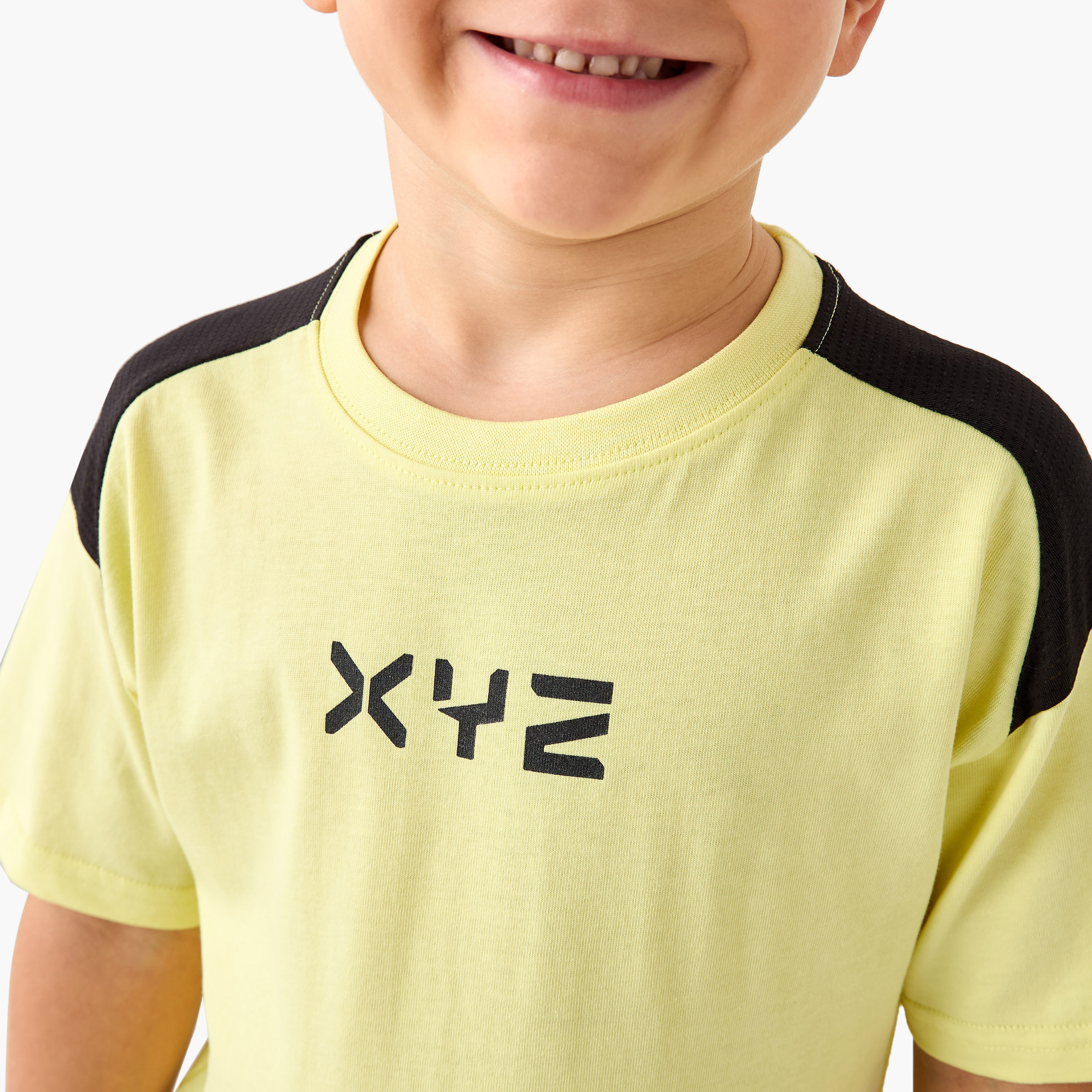 XYZ Colourblock Crew Neck T-shirt with Short Sleeves-boys-clothing-sportswear-tops-image-4