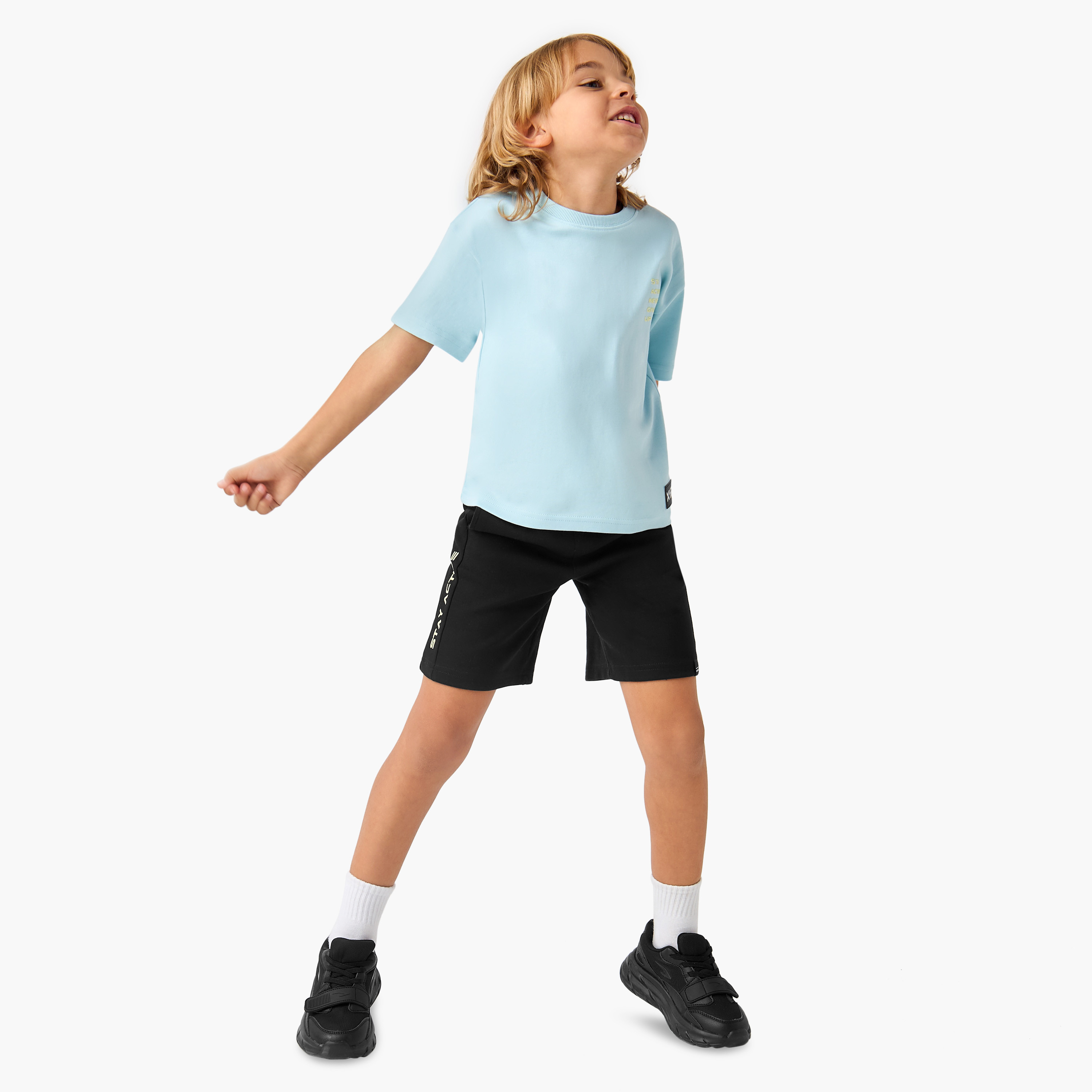 XYZ Logo Print T-shirt and Shorts Set-baby-boys-clothing-sportswear-sets-image-1