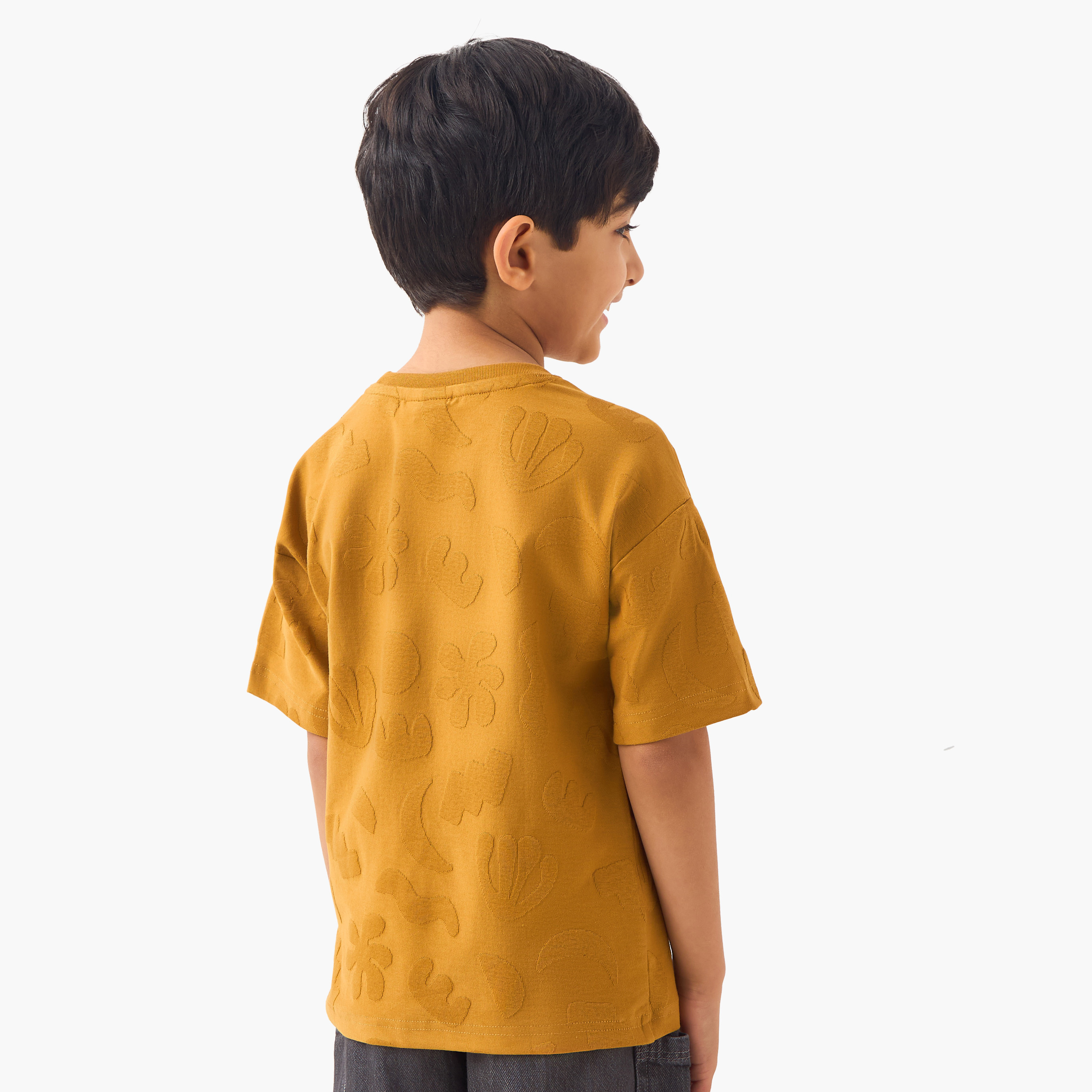 Eligo Textured Crew Neck T-shirt with Short Sleeves-boys-clothing-tshirtsandpolos-image-3