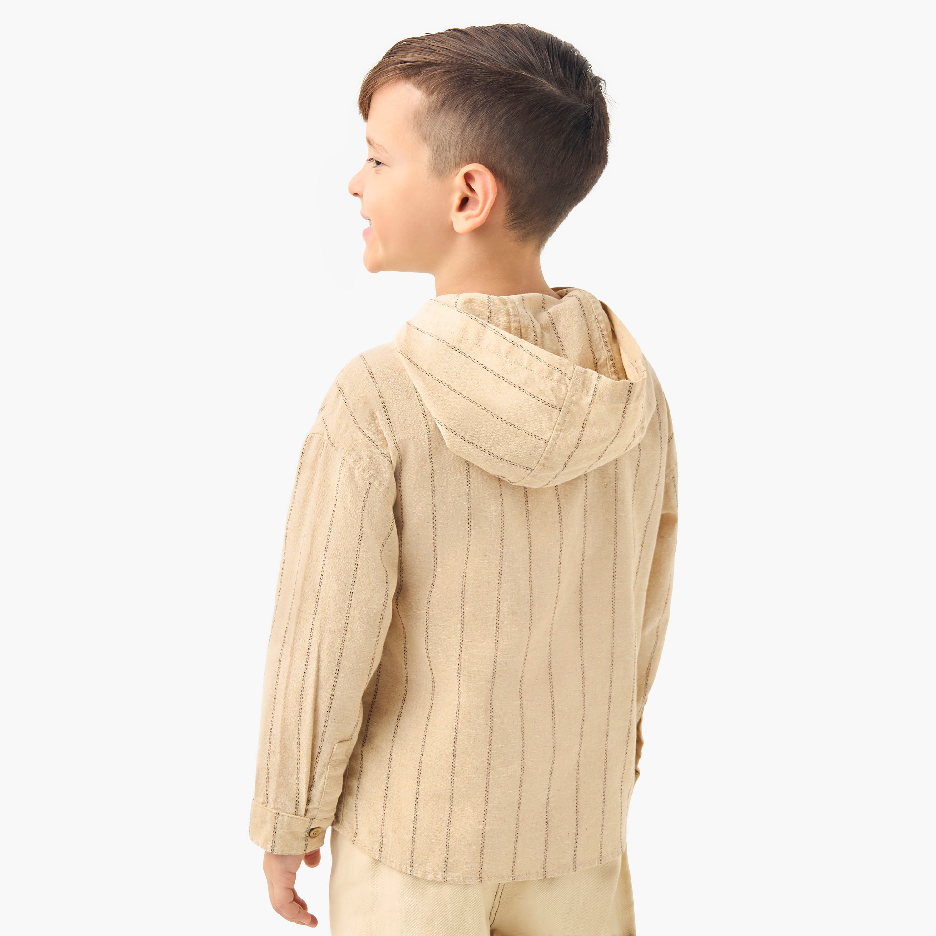 Eligo Striped Hooded Shirt with Long Sleeves-boys-clothing-shirts-image-3