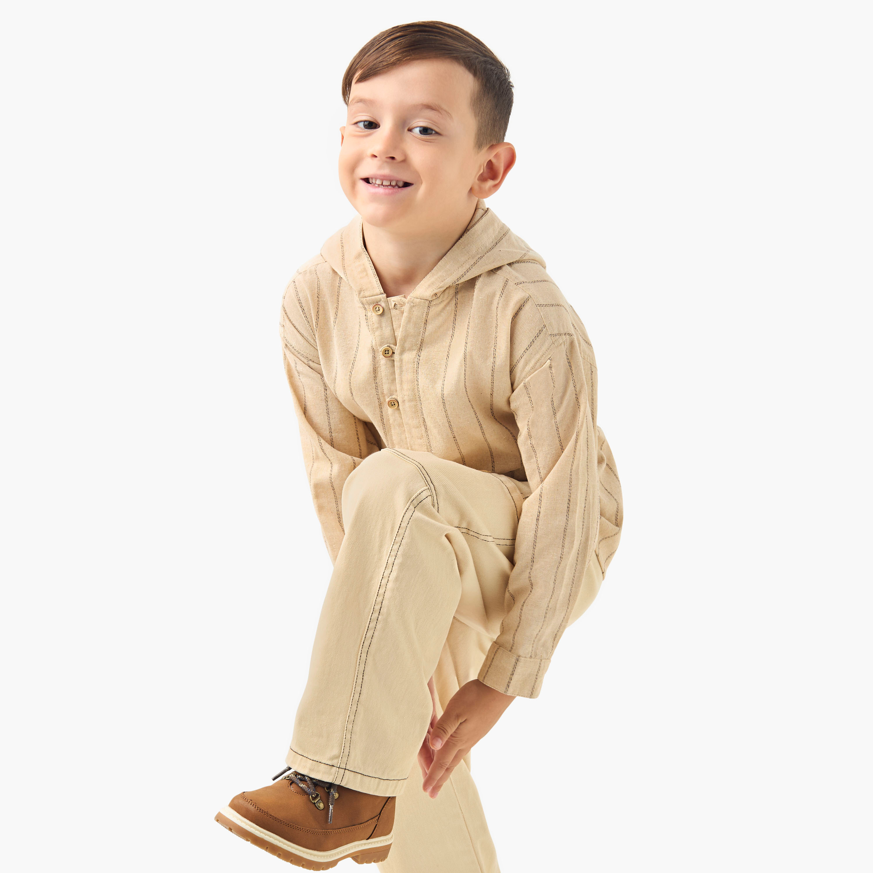 Eligo Striped Hooded Shirt with Long Sleeves-boys-clothing-shirts-image-4